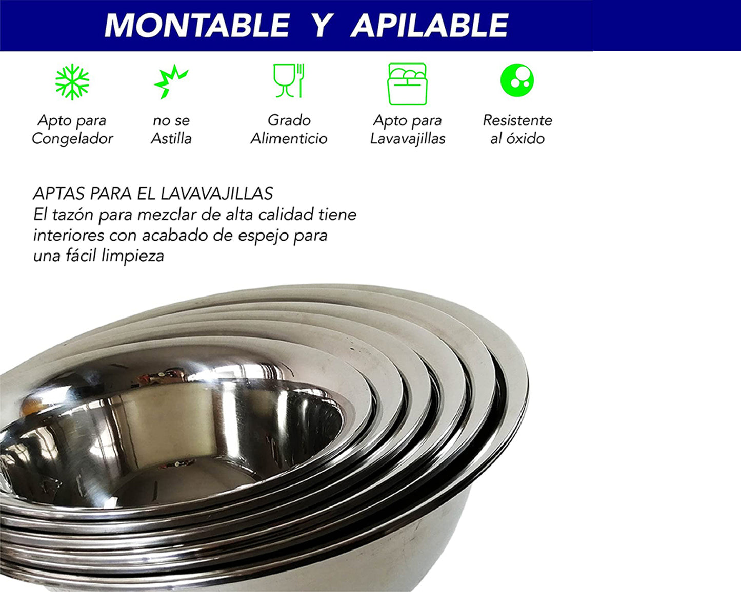 Juego De 6 Coladores De Acero Inoxidable Apilables