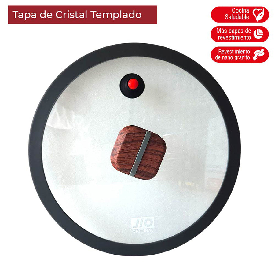 Cacerola Olla Antiadherente cubierta de granito mango tipo madera 32 cm