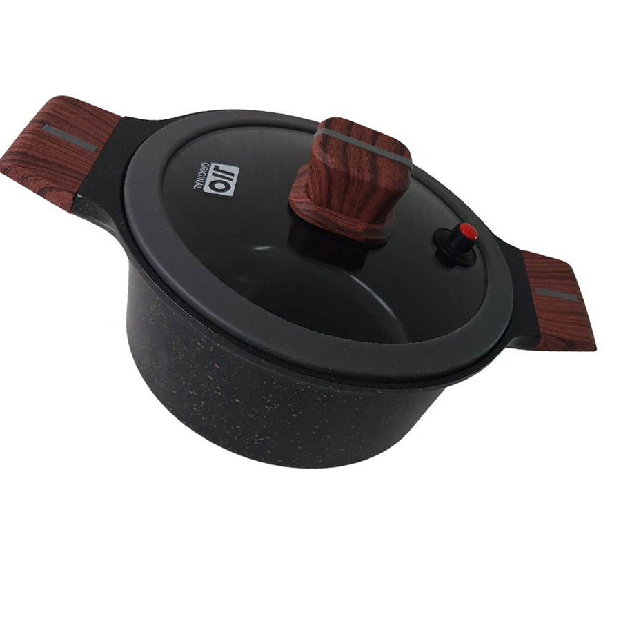 Cacerola Olla Antiadherente cubierta de granito mango tipo madera 32 cm