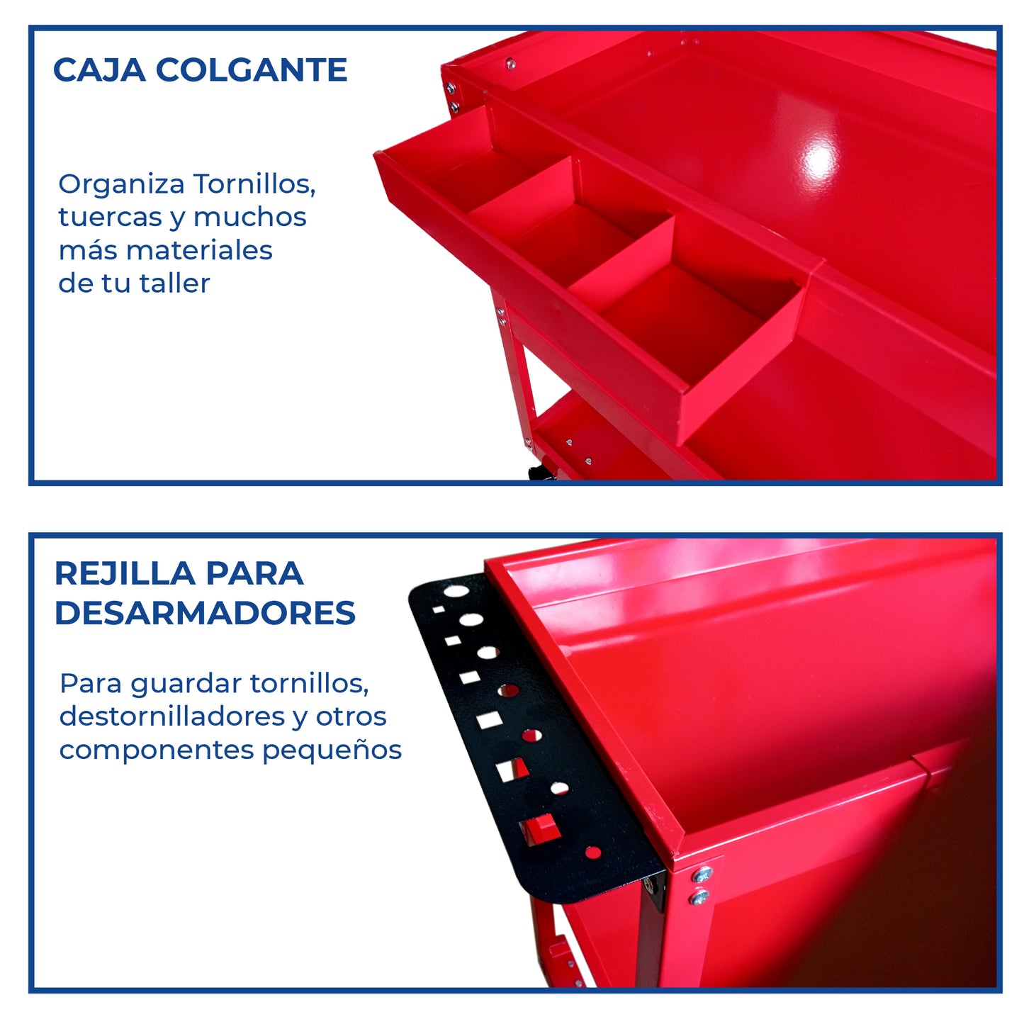 Carrito para Taller de Servicio mecánico Organizador de Herramientas con Ruedas con 3 Niveles