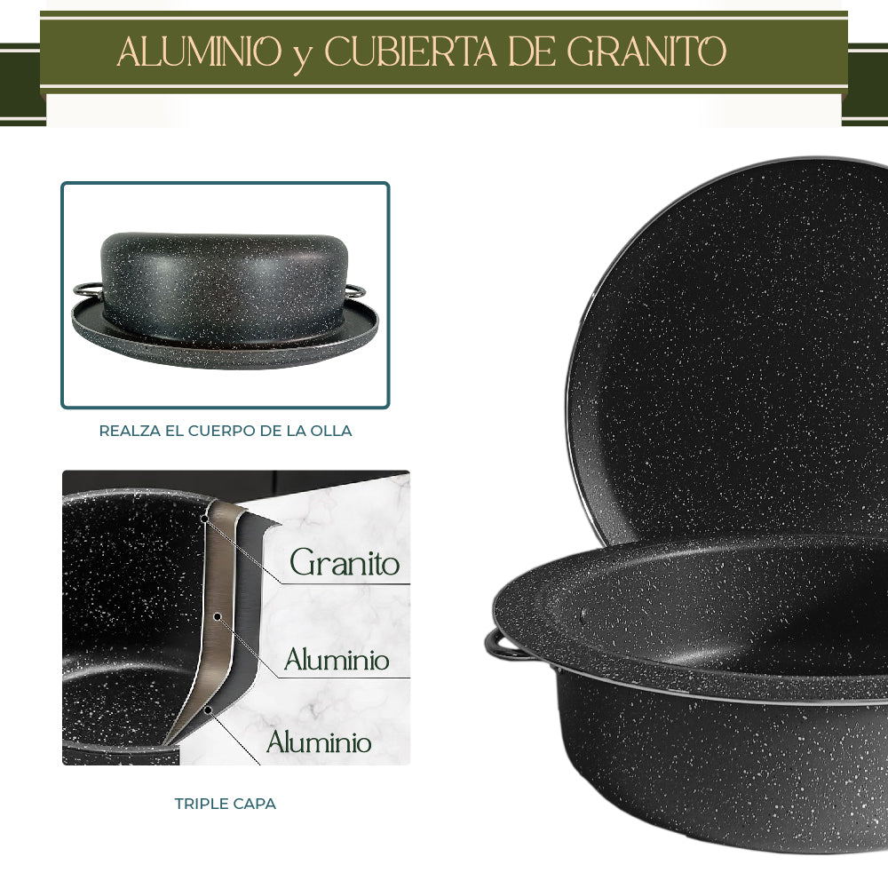 Arrocera Maqluba Granito Olla con tapa Granito (28 cm)