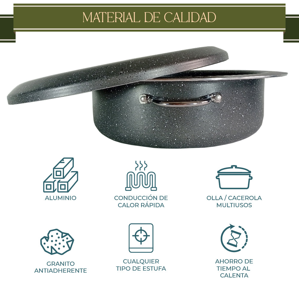 Arrocera Maqluba Granito Olla con tapa Granito (28 cm)