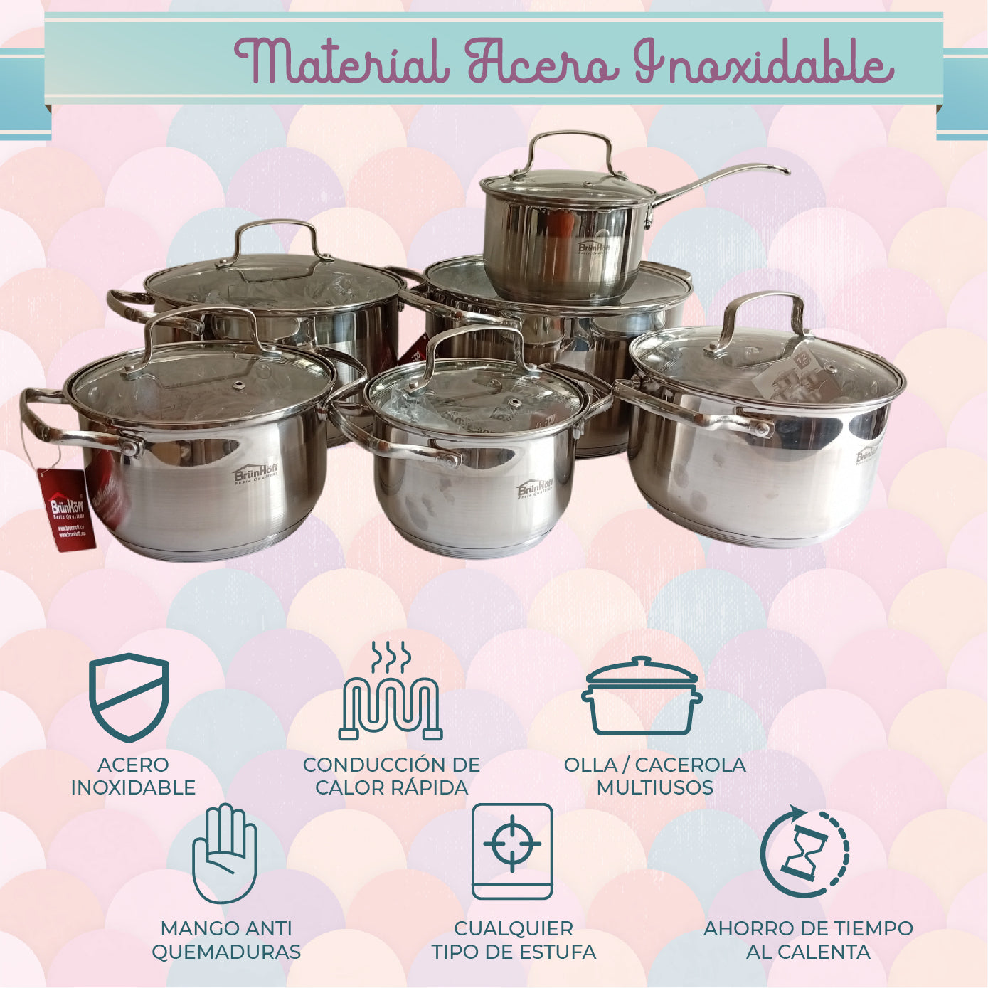 Batería Rd Royal Cook Acero Inoxidable C/tapa 12 Piezas