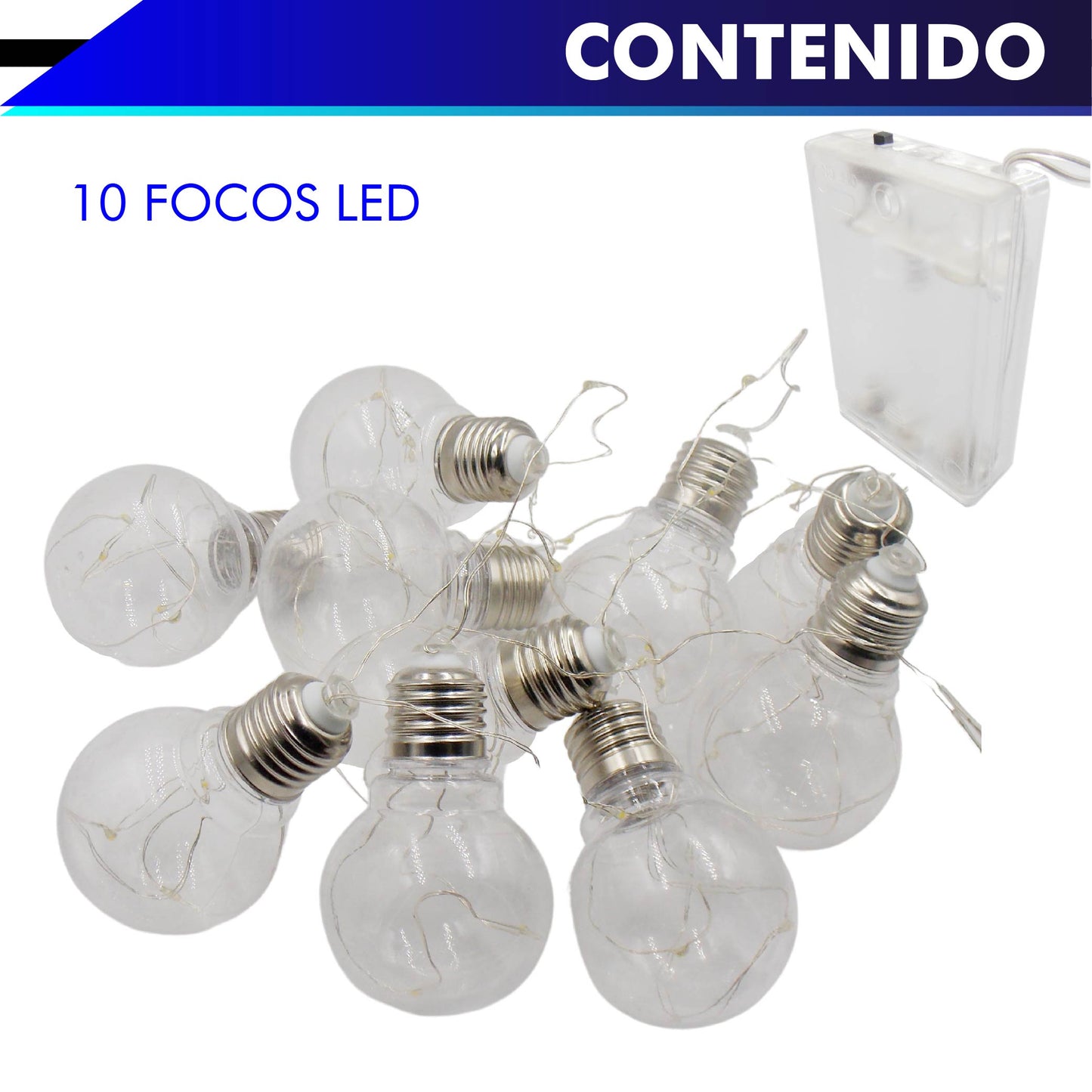 Serie de 10 luces LED de 10 cm alto X 6 cm diámetro tipo foco decorativas
