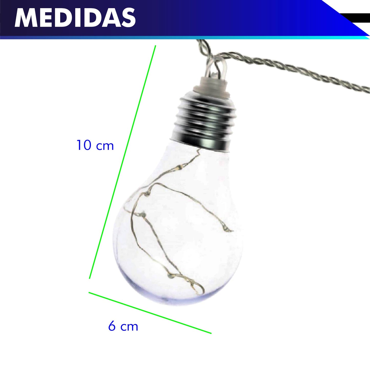 Serie de 10 luces LED de 10 cm alto X 6 cm diámetro tipo foco decorativas