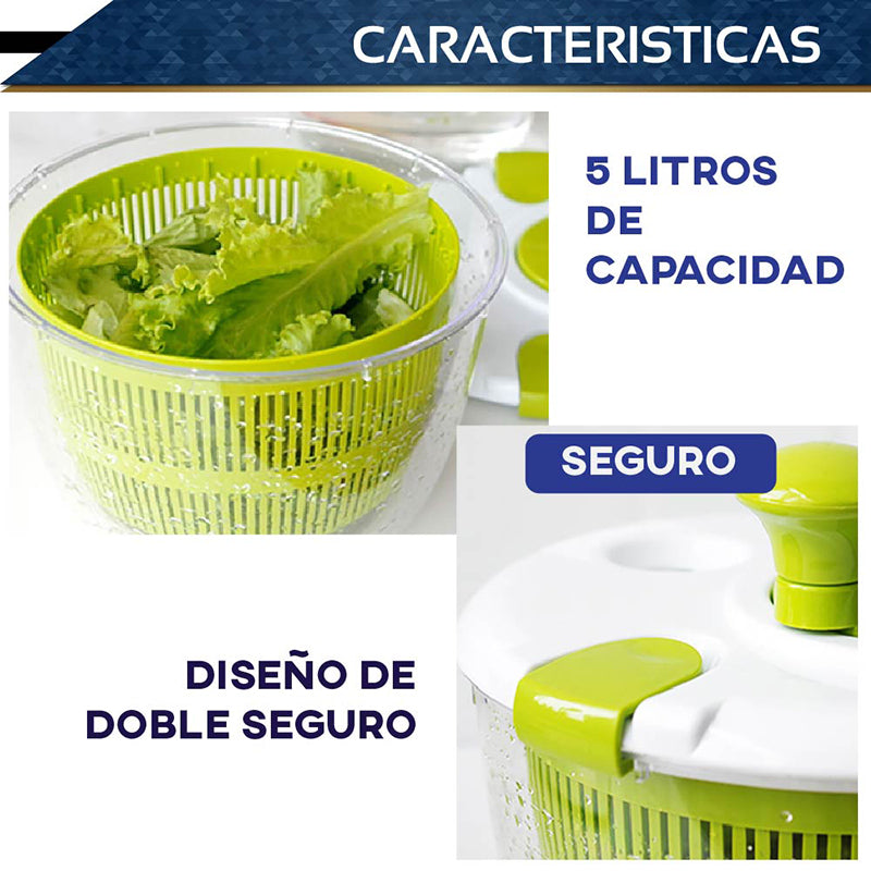 Centrifugadora Ensalada Escurridor Lechuga 5 Litros