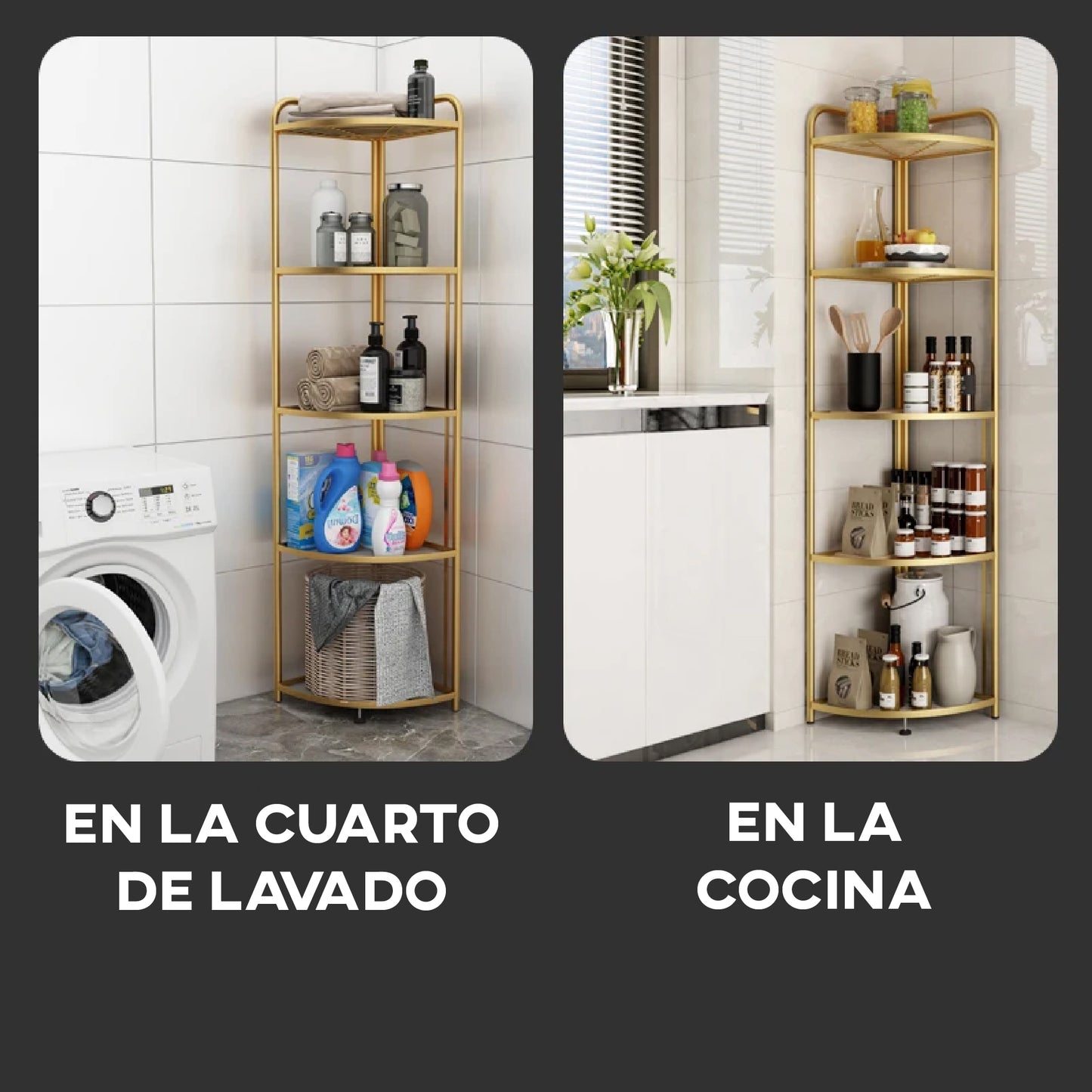 Estante Esquinero Estanteria Plegable 5 Niveles Mostaza