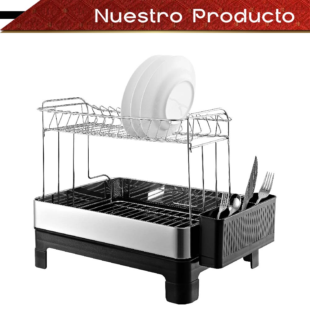 Escurridor para Platos de Acero Inoxidable para Fregadero de Cocina Estante para Cubiertos Soporte para Tazas