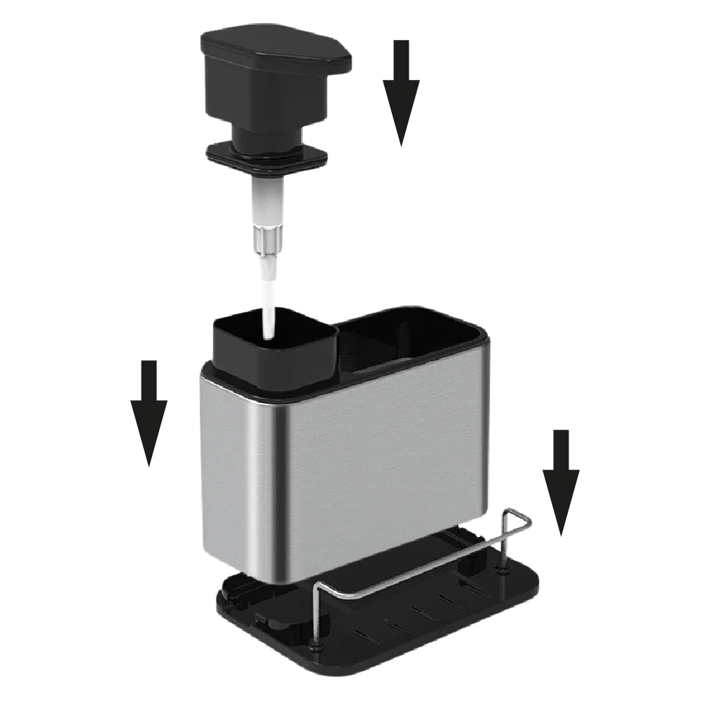 Dispensador de jabón líquido para Cocina con Porta Esponja y Accesorios para Fregadero