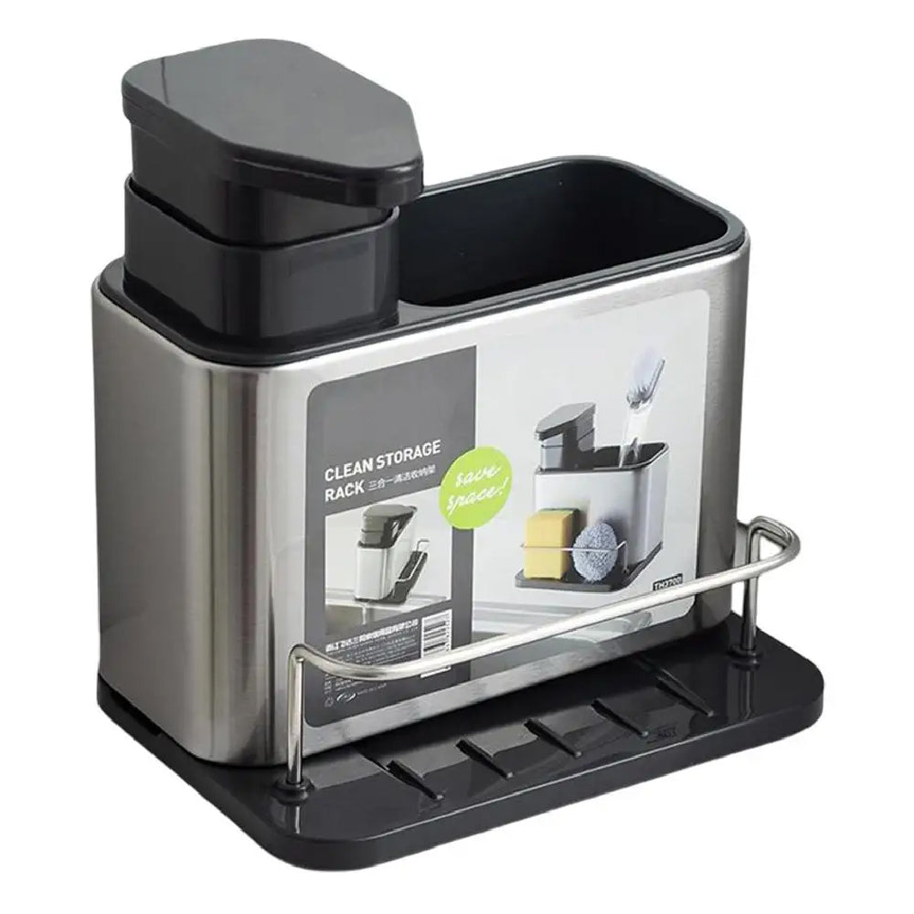 Dispensador de jabón líquido para Cocina con Porta Esponja y Accesorios para Fregadero