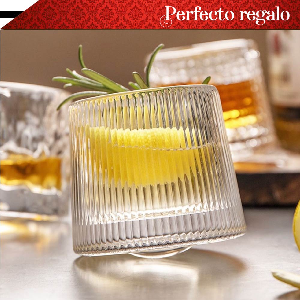 Set 6 Vasos para Whisky licor 170 ml Cristal Grueso Bar Coctel diseño Elegante Puntos Ideal para Regalo