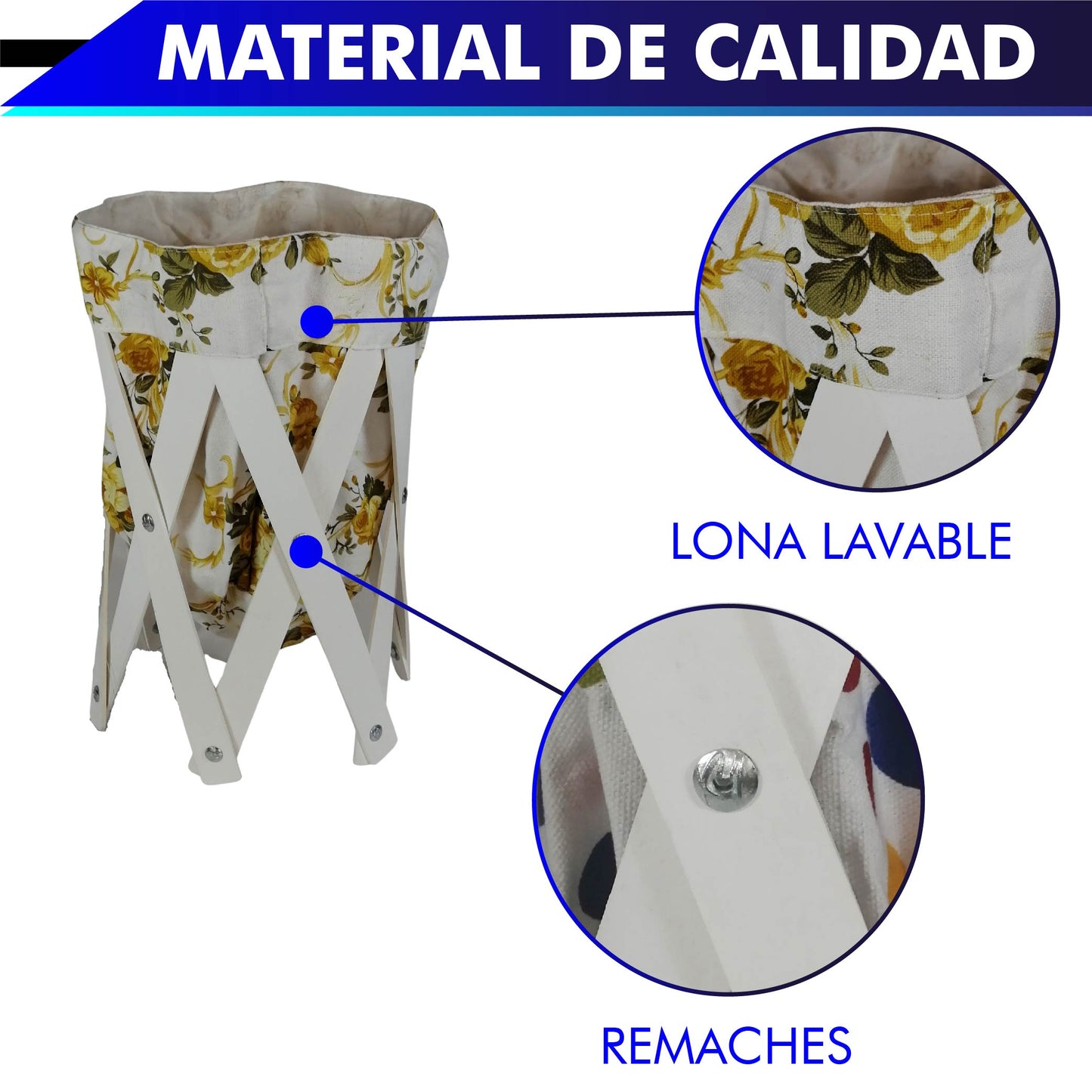 CANASTA (CESTO) PEQUEÑO PARA ROPA MULTIUSOS DE LONA LAVABLE