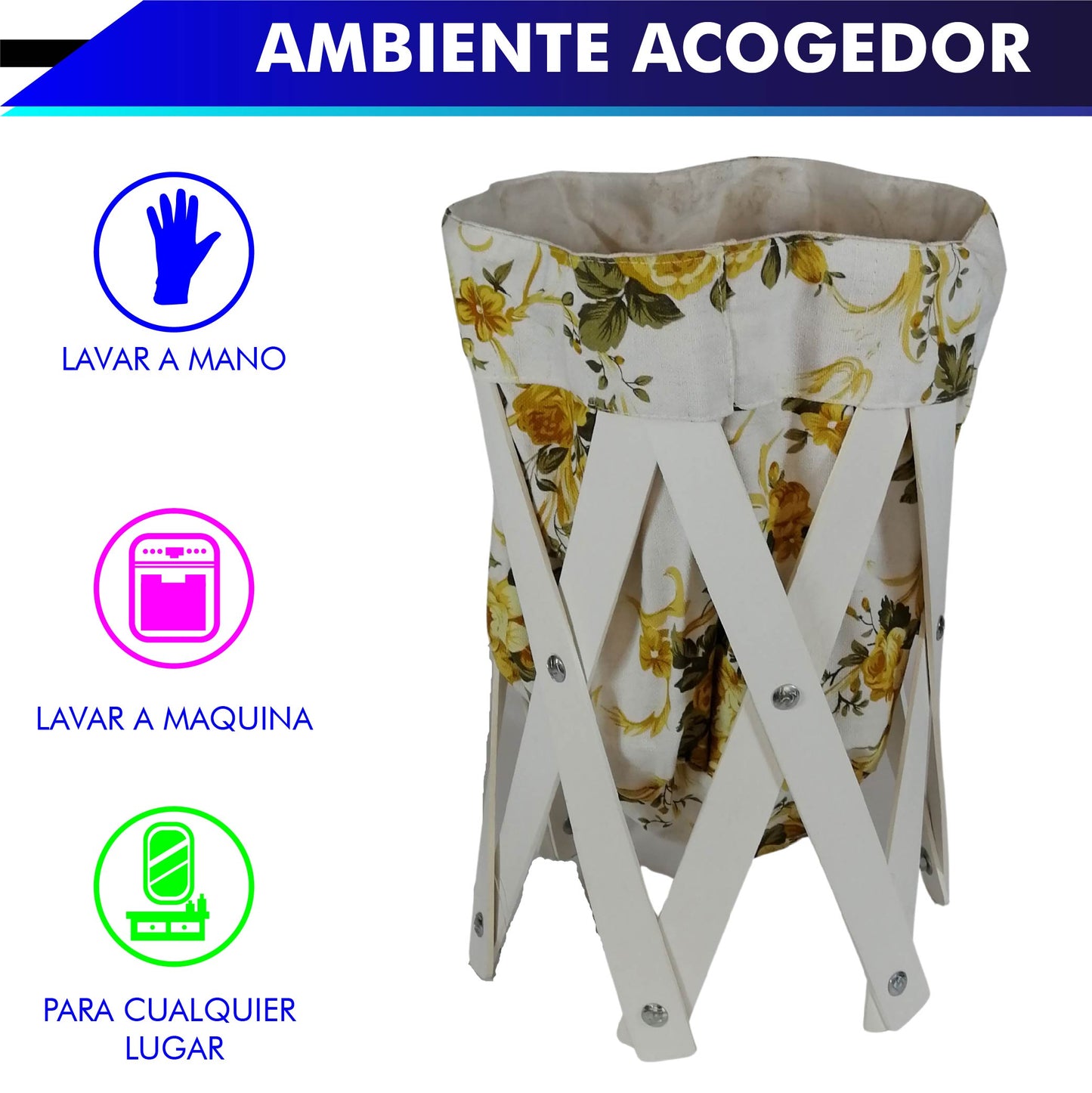 CANASTA (CESTO) PEQUEÑO PARA ROPA MULTIUSOS DE LONA LAVABLE