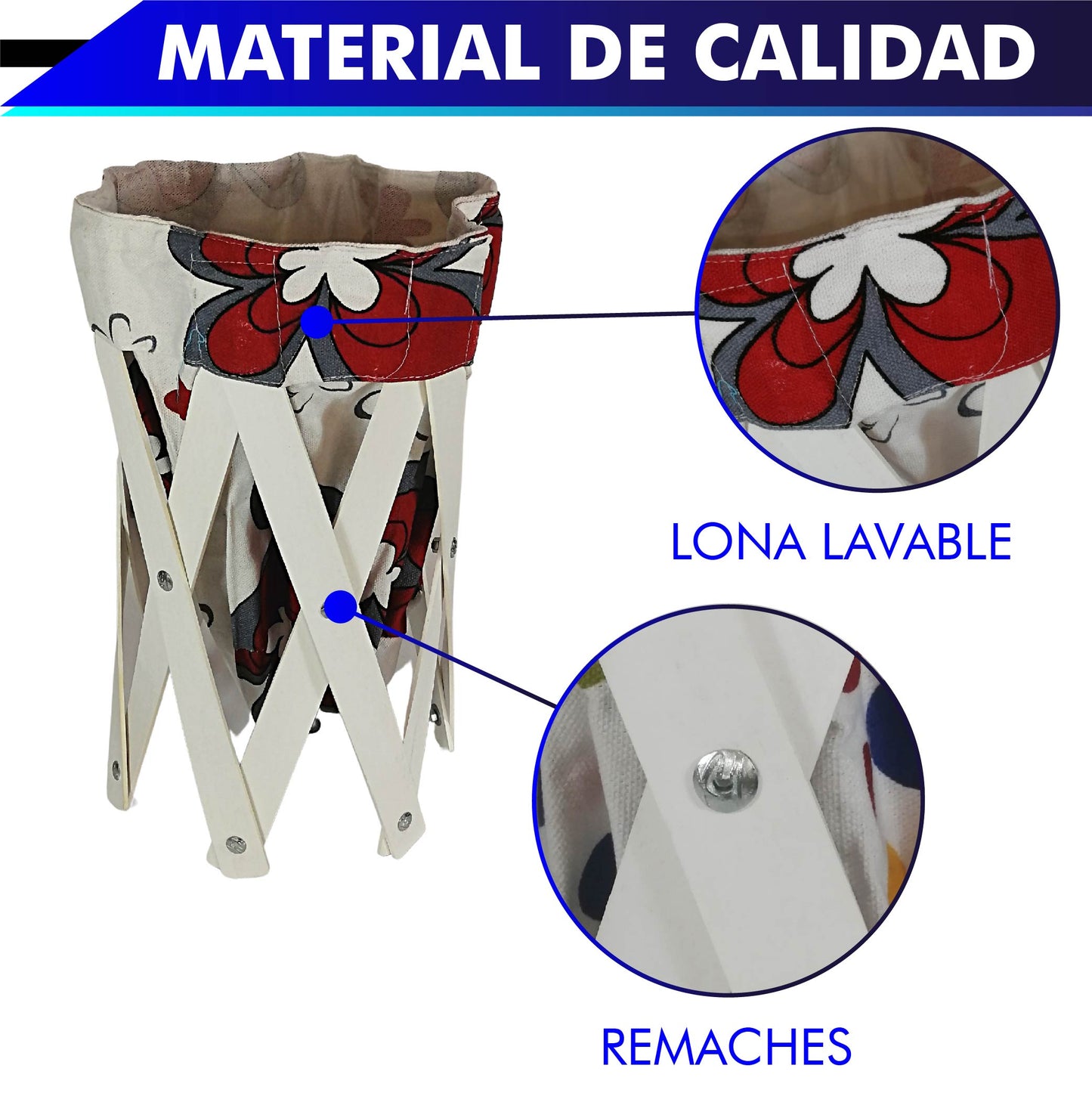 CANASTA (CESTO) PEQUEÑO PARA ROPA MULTIUSOS DE LONA LAVABLE