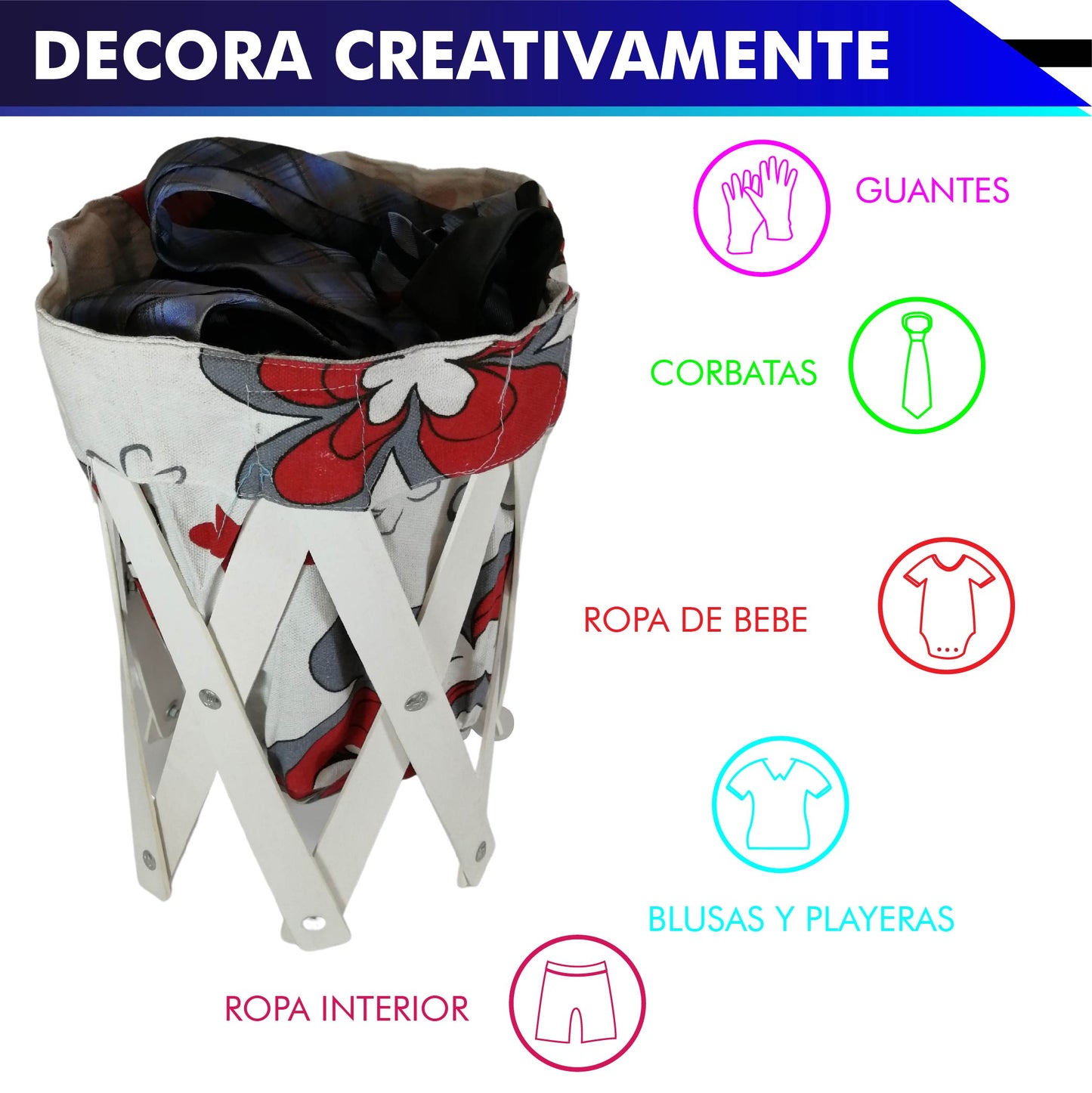 CANASTA (CESTO) PEQUEÑO PARA ROPA MULTIUSOS DE LONA LAVABLE