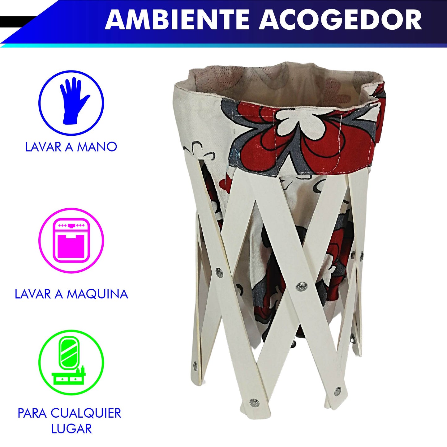 CANASTA (CESTO) PEQUEÑO PARA ROPA MULTIUSOS DE LONA LAVABLE