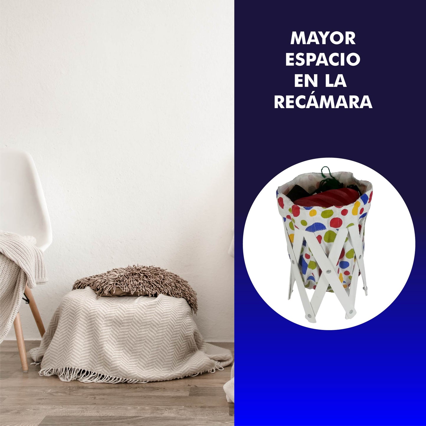CANASTA (CESTO) PEQUEÑO PARA ROPA MULTIUSOS DE LONA LAVABLE