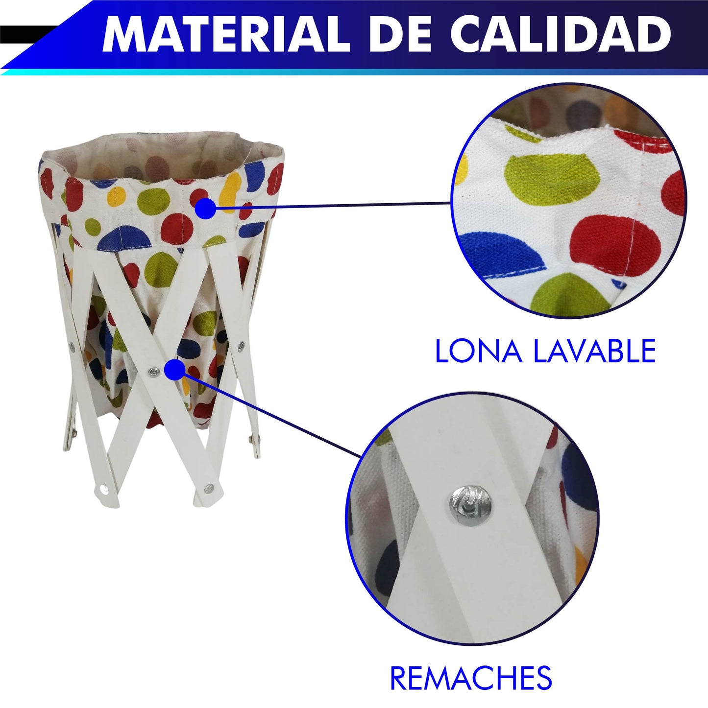 CANASTA (CESTO) PEQUEÑO PARA ROPA MULTIUSOS DE LONA LAVABLE