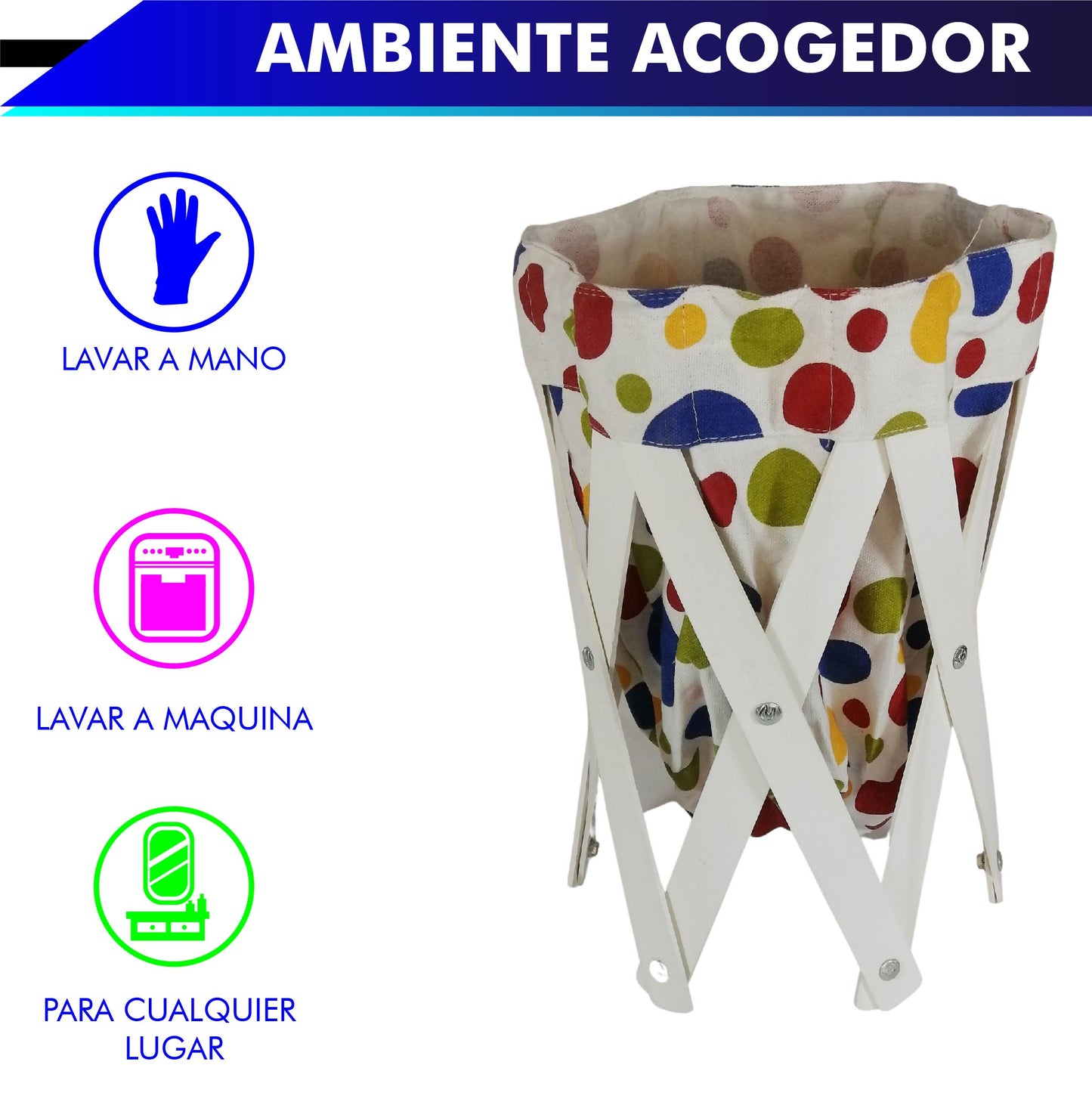 CANASTA (CESTO) PEQUEÑO PARA ROPA MULTIUSOS DE LONA LAVABLE