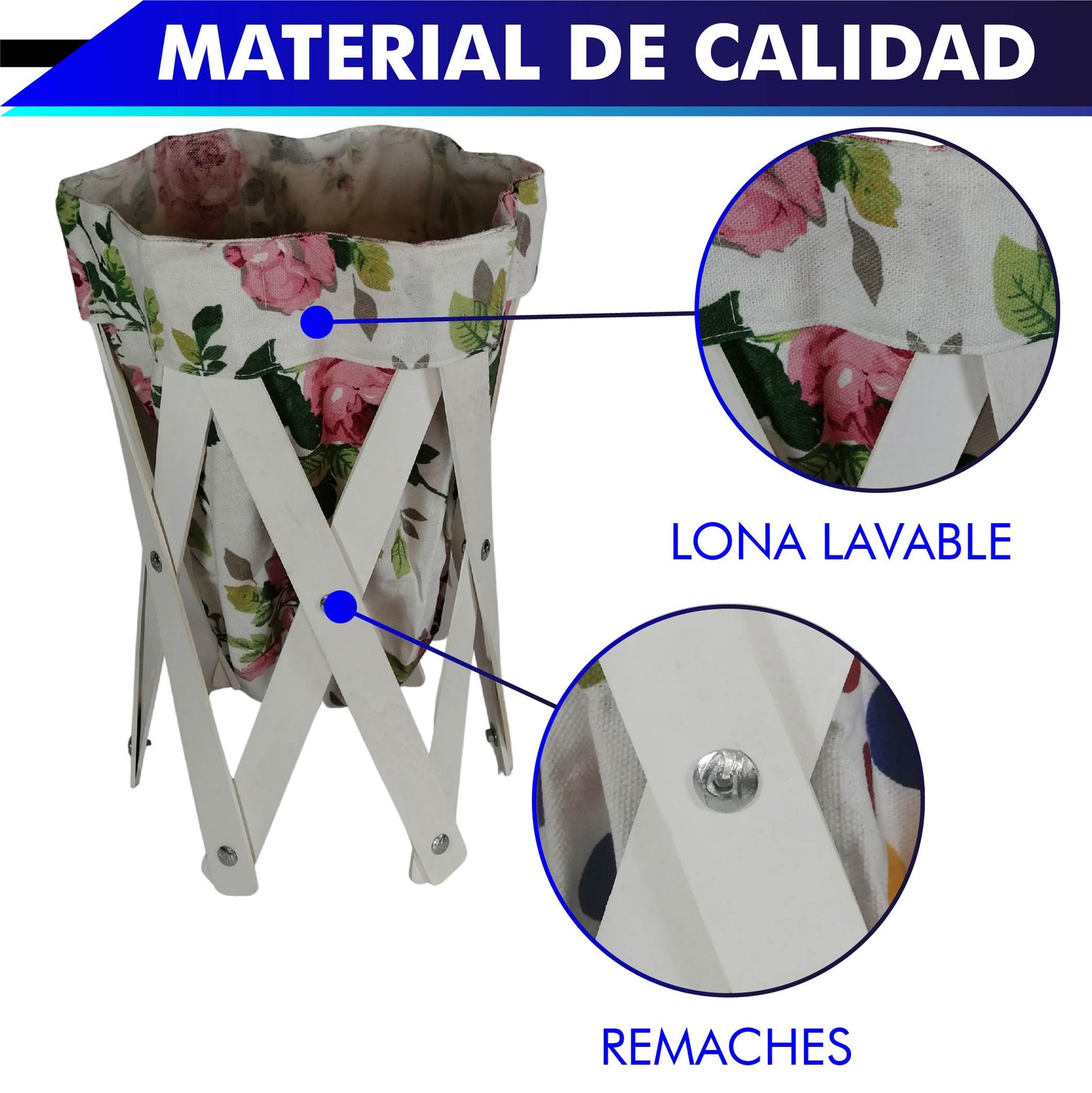 CANASTA (CESTO) PEQUEÑO PARA ROPA MULTIUSOS DE LONA LAVABLE