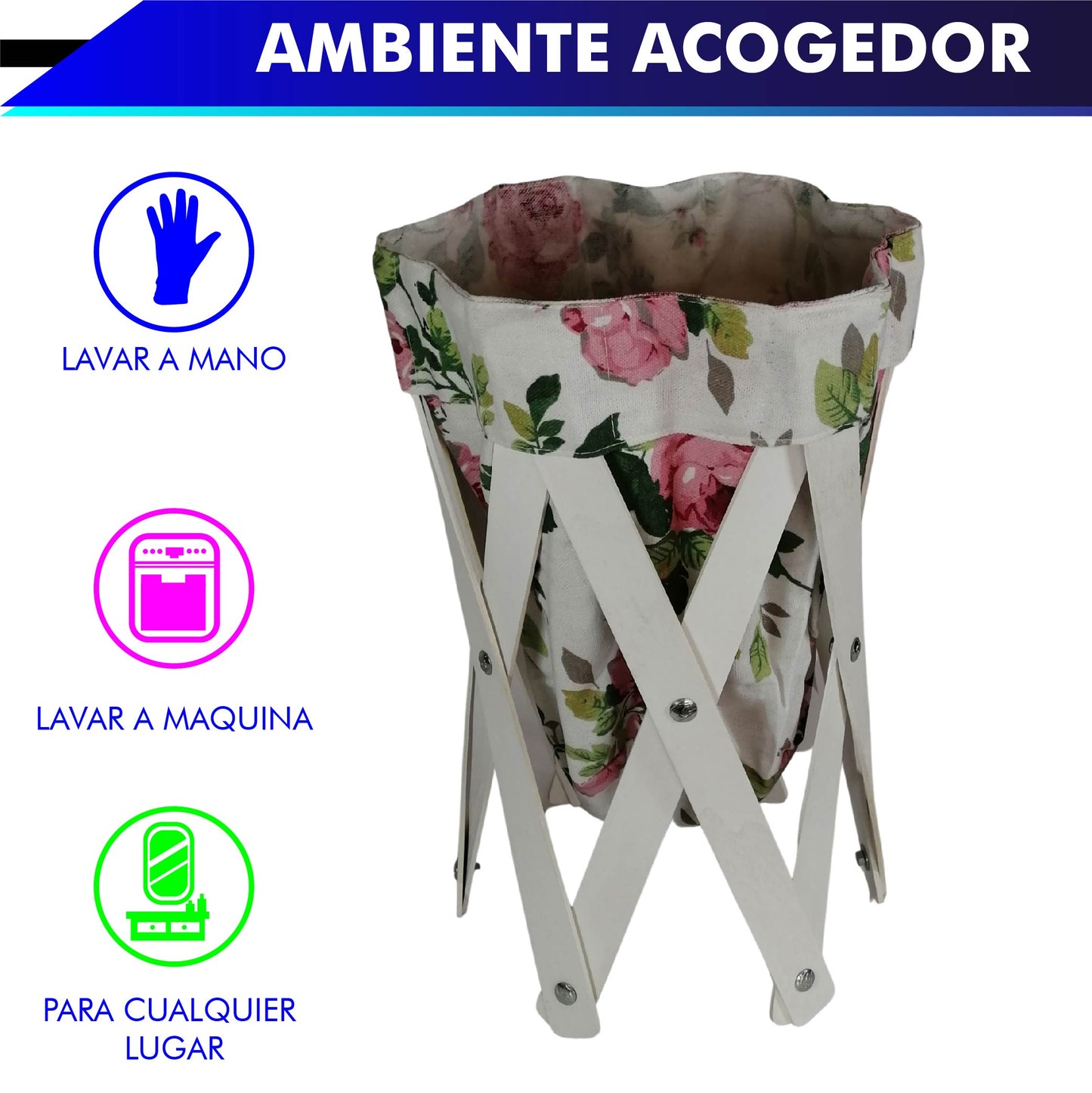 CANASTA (CESTO) PEQUEÑO PARA ROPA MULTIUSOS DE LONA LAVABLE