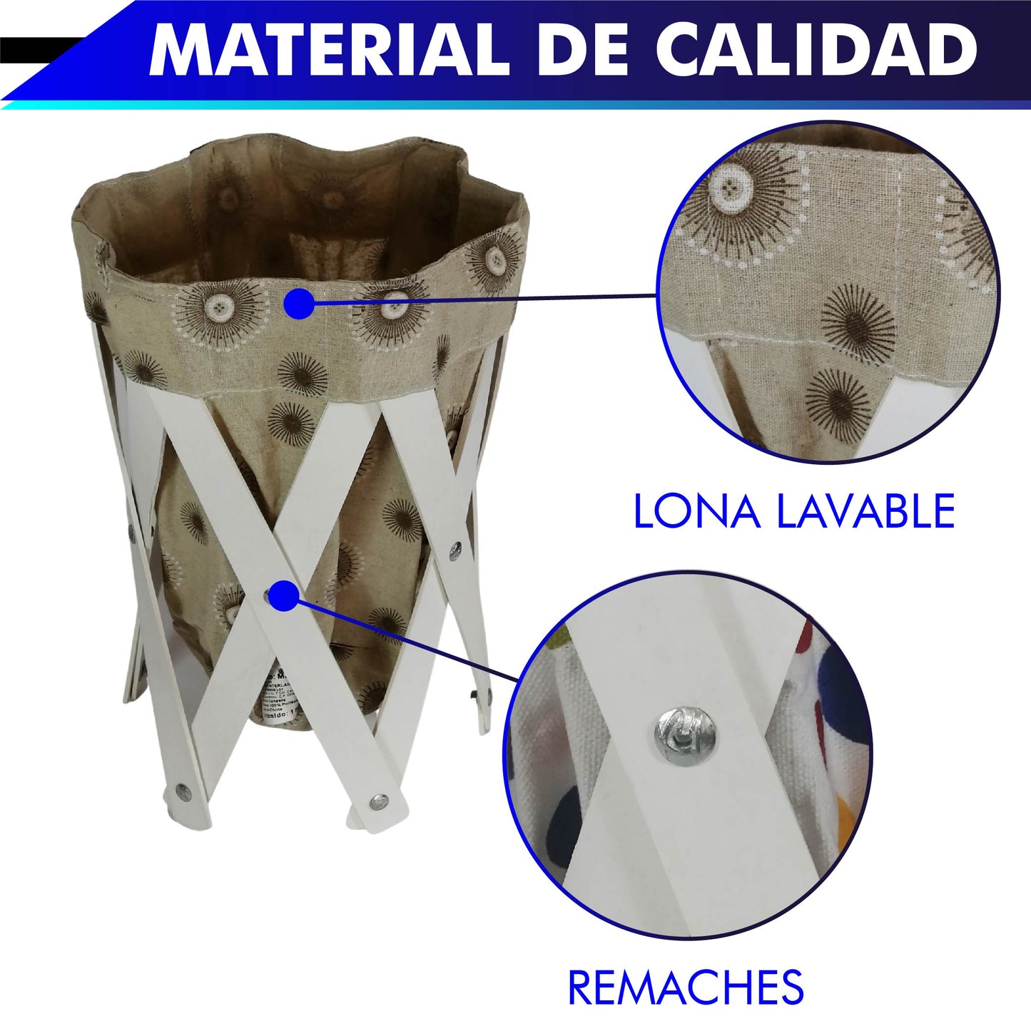 CANASTA (CESTO) PEQUEÑO PARA ROPA MULTIUSOS DE LONA LAVABLE