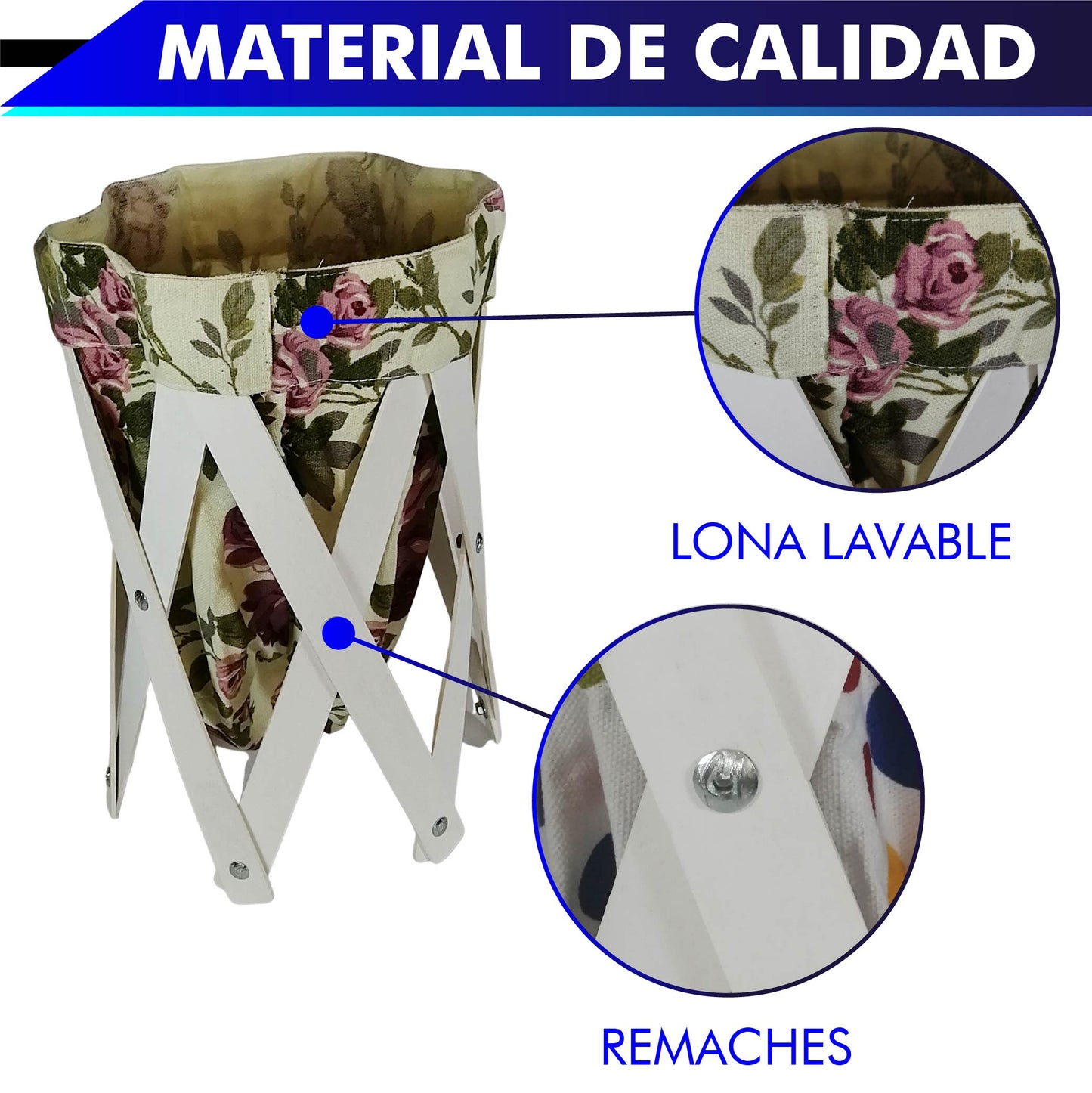 CANASTA (CESTO) PEQUEÑO PARA ROPA MULTIUSOS DE LONA LAVABLE