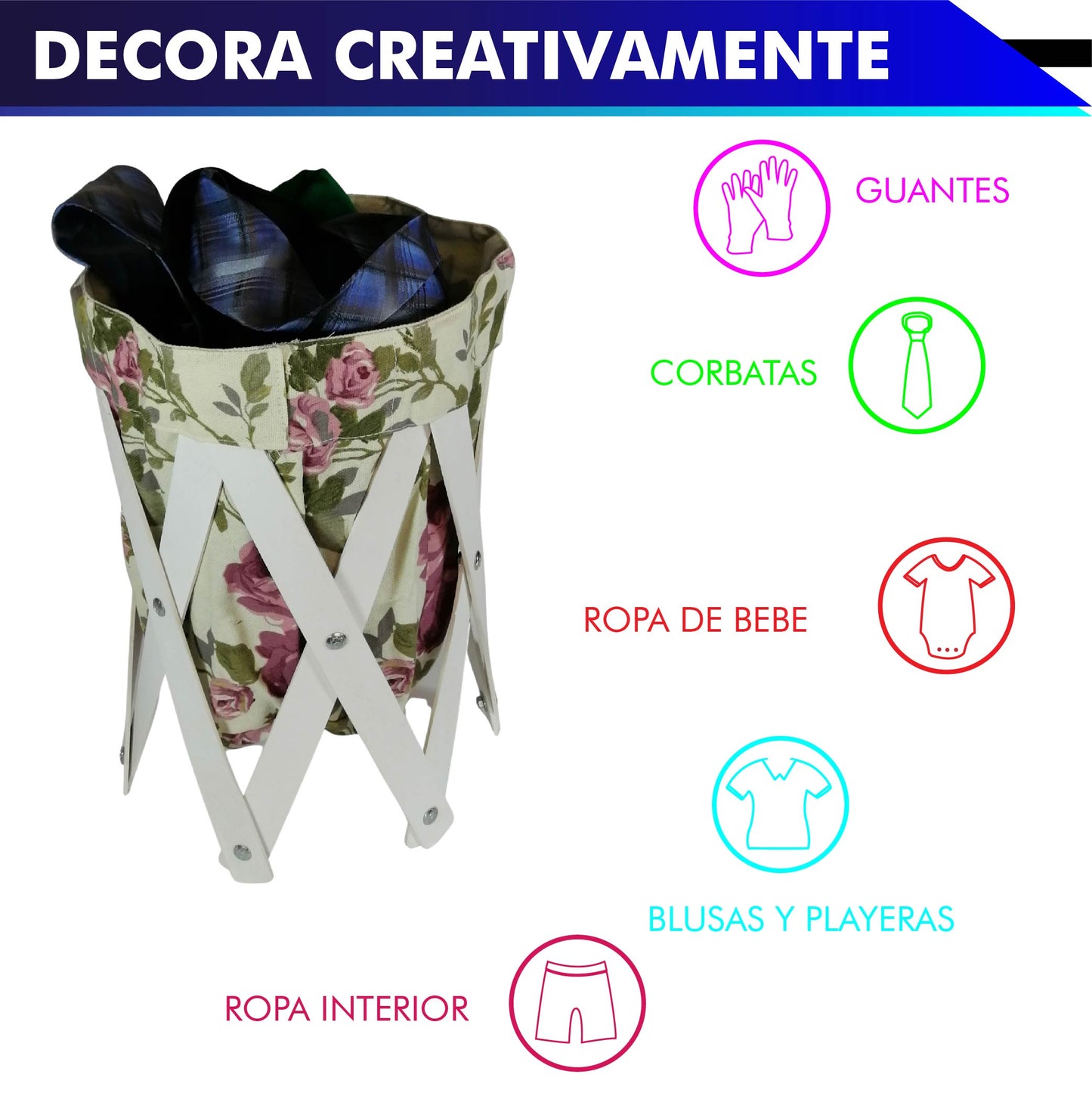CANASTA (CESTO) PEQUEÑO PARA ROPA MULTIUSOS DE LONA LAVABLE
