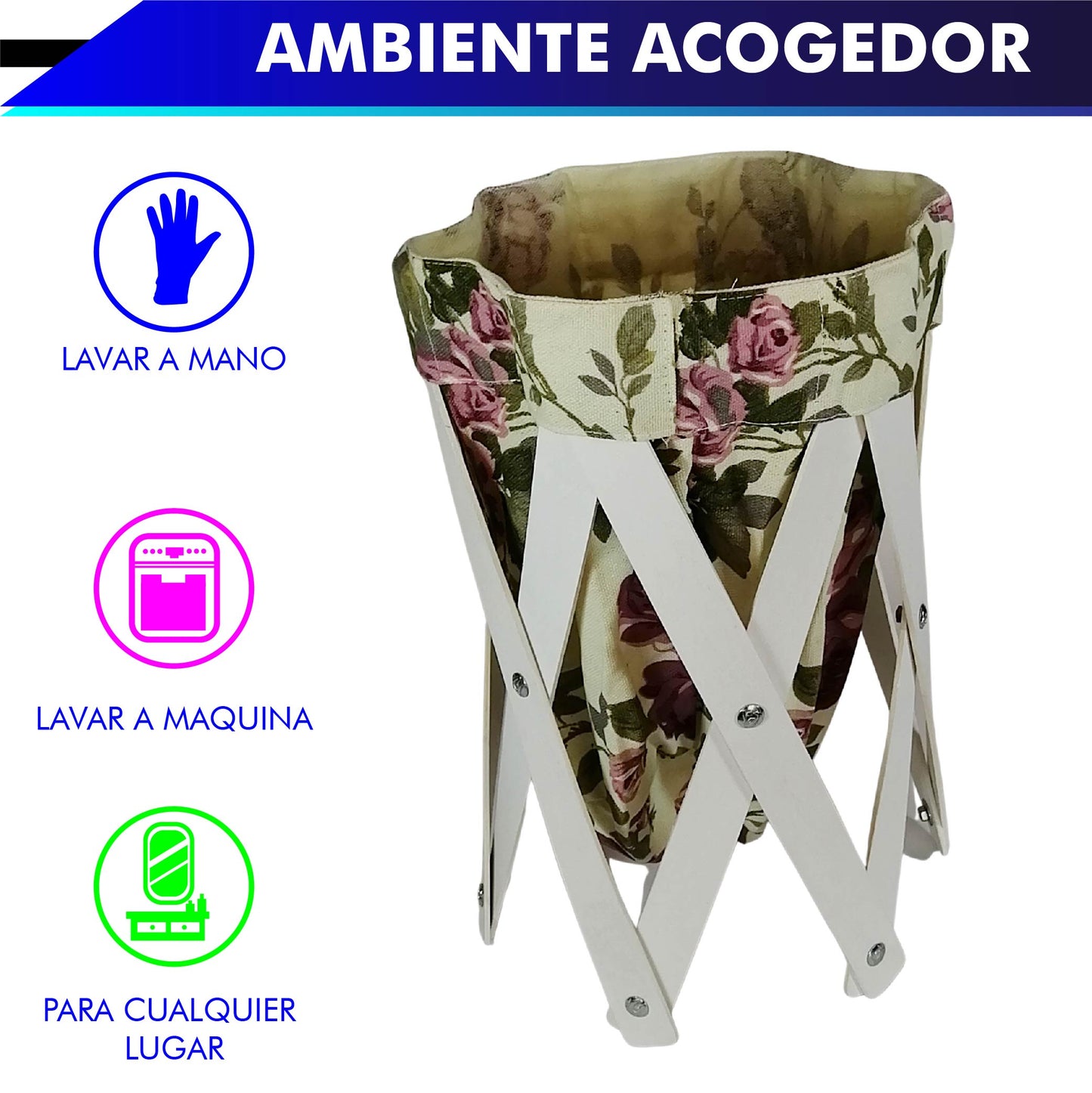 CANASTA (CESTO) PEQUEÑO PARA ROPA MULTIUSOS DE LONA LAVABLE