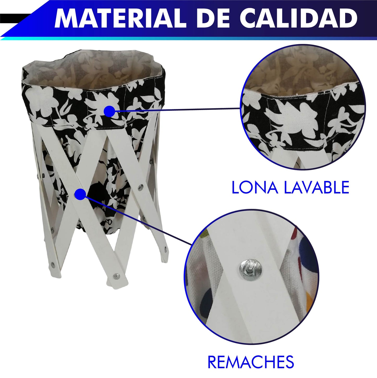 CANASTA (CESTO) PEQUEÑO PARA ROPA MULTIUSOS DE LONA LAVABLE