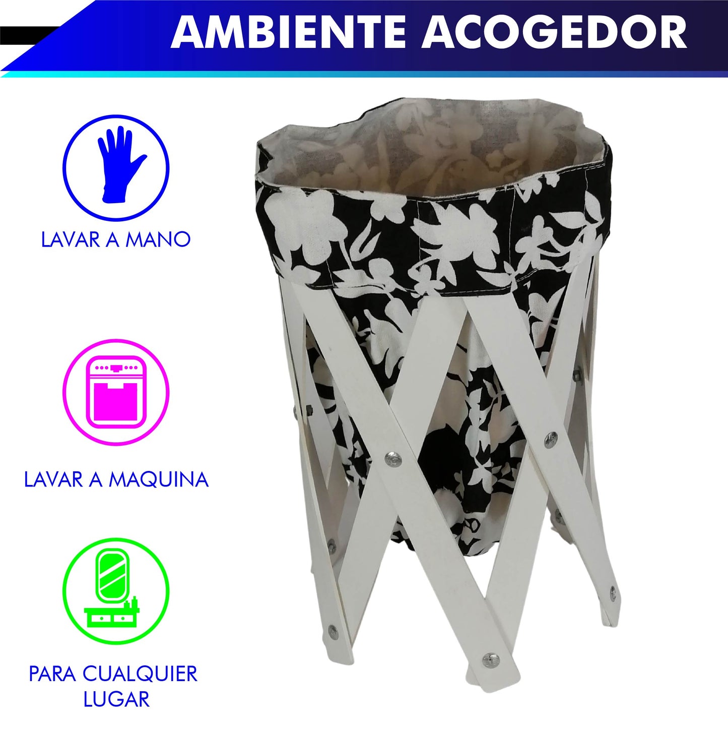 CANASTA (CESTO) PEQUEÑO PARA ROPA MULTIUSOS DE LONA LAVABLE