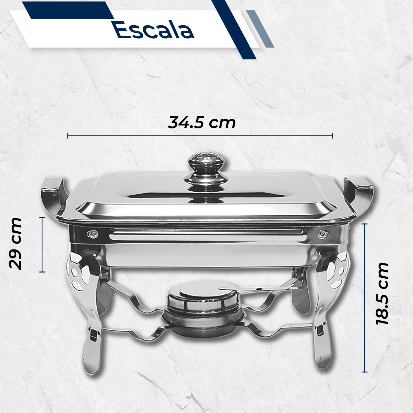 Chafer Buffet Chafer Bufetera Rectangular Acero Inox 1.5 Lts