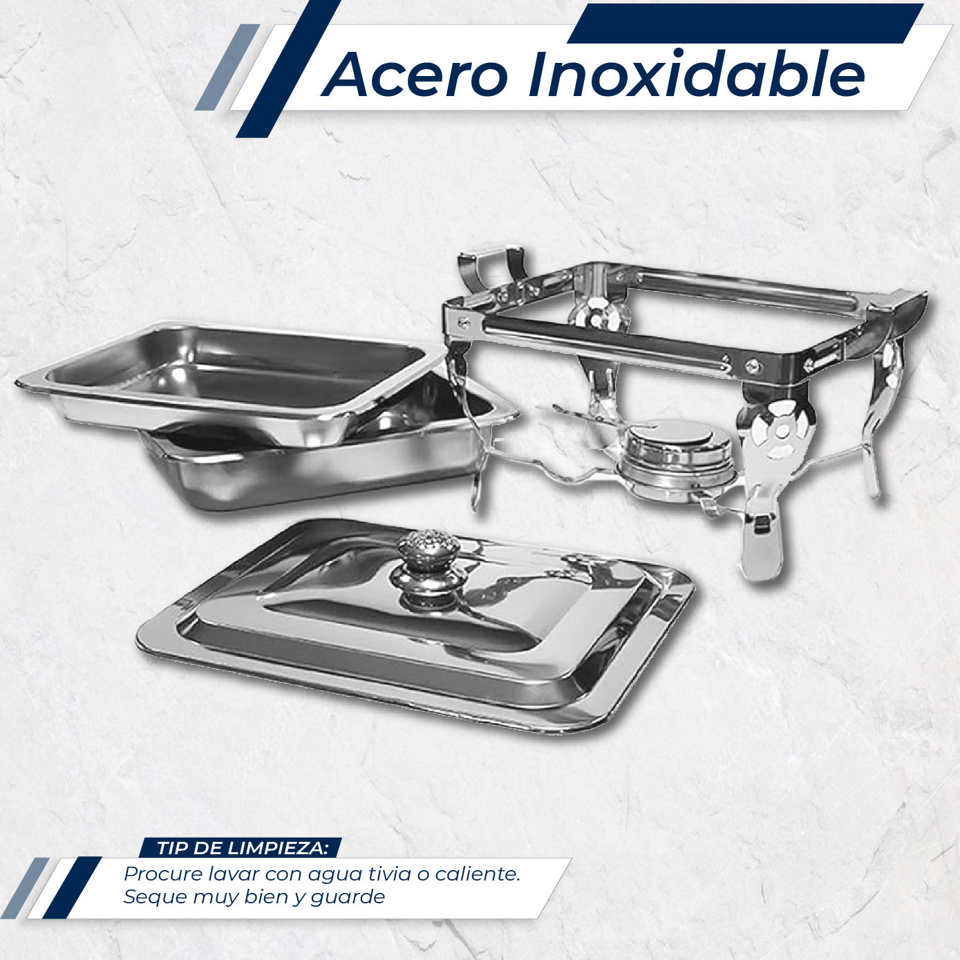 Chafer Buffet Chafer Bufetera Rectangular Acero Inox 1.5 Lts