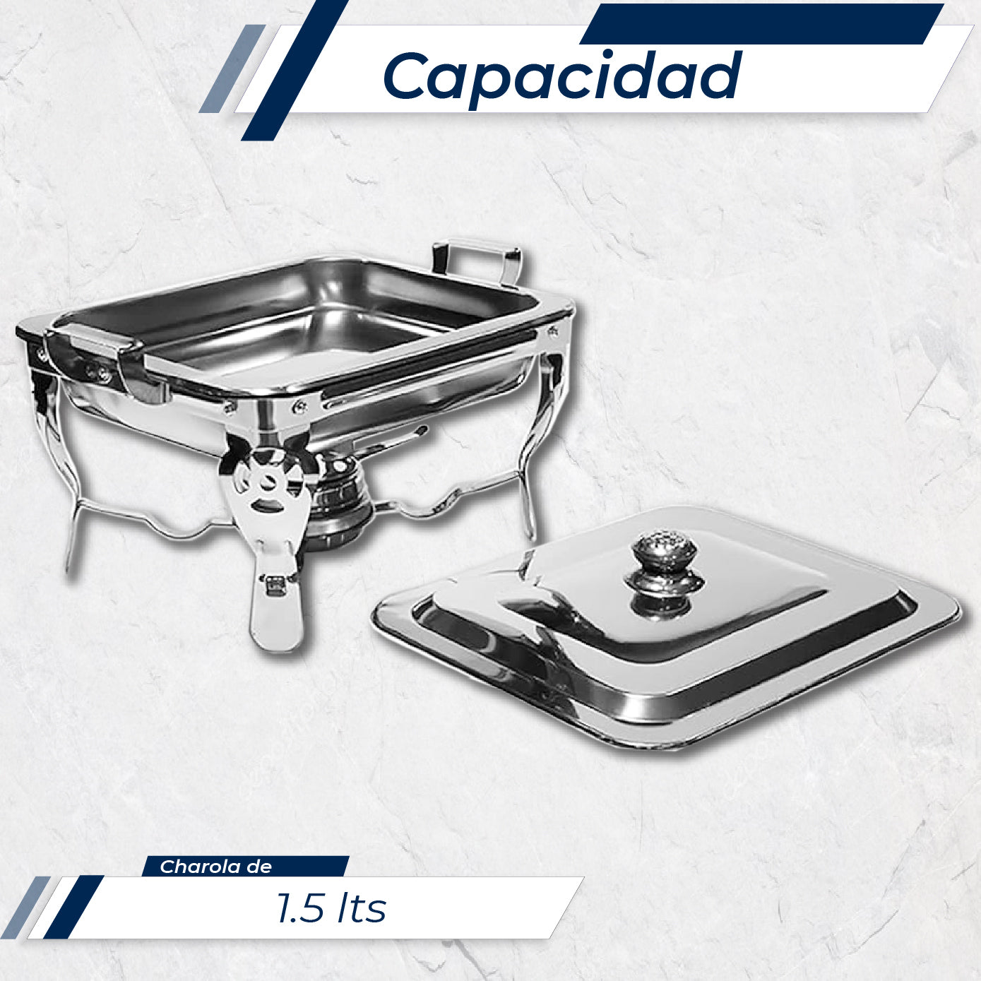 Chafer Buffet Chafer Bufetera Rectangular Acero Inox 1.5 Lts