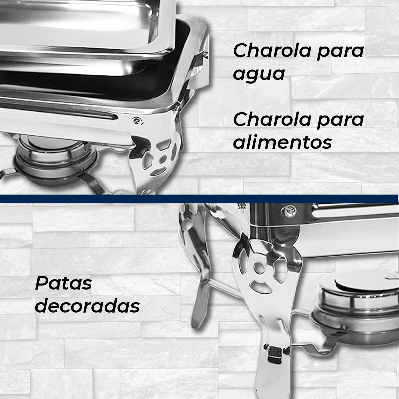 Chafer Buffet Chafer Bufetera Rectangular Acero Inox 1.5 Lts