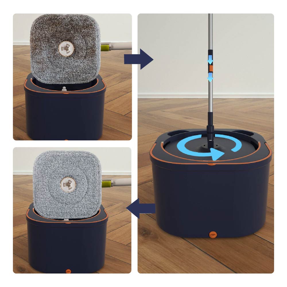 Cubeta Giratoria con trapeador con mopas Lavables Incluidas