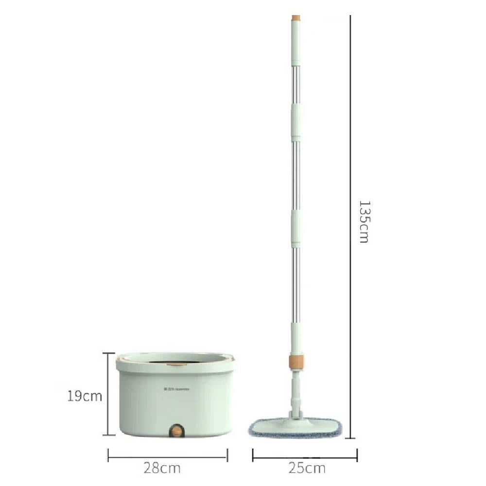 Cubeta Giratoria con trapeador con mopas Lavables Incluidas Verde