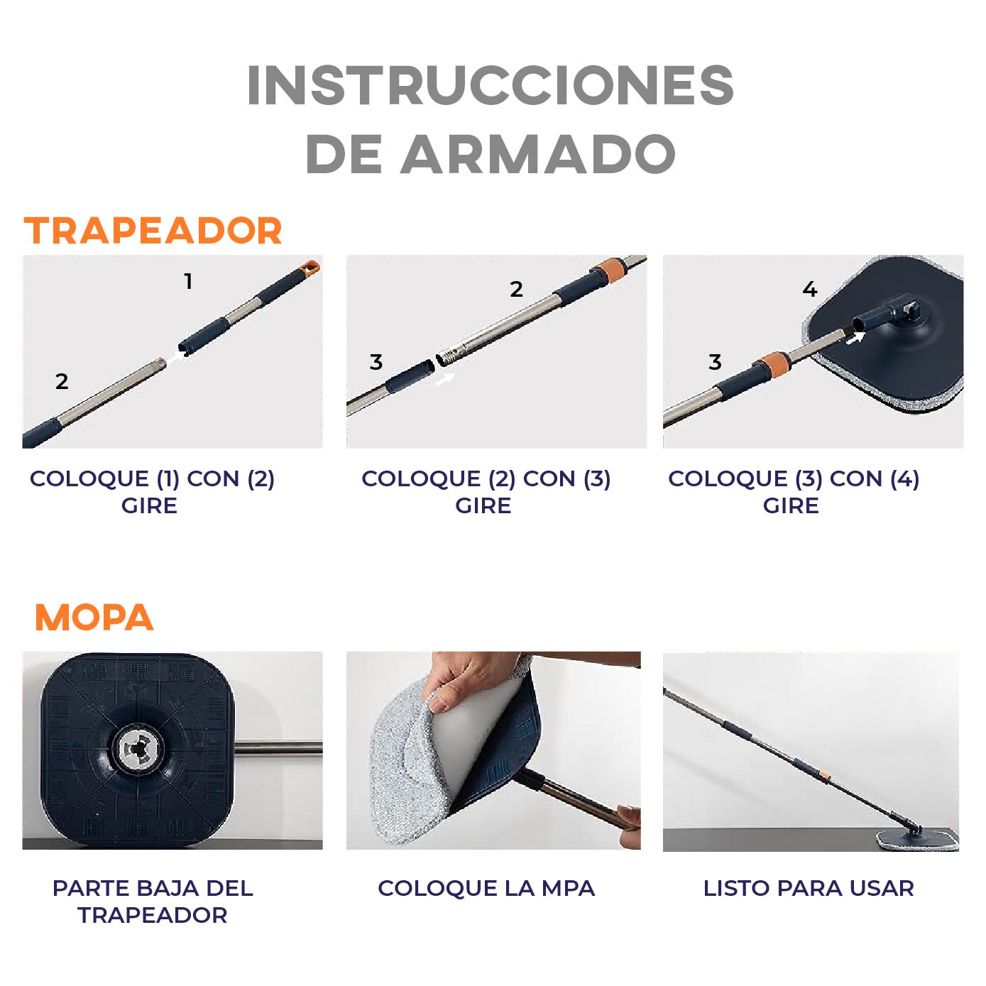Mango Repuesto De Trapeador Giratorio