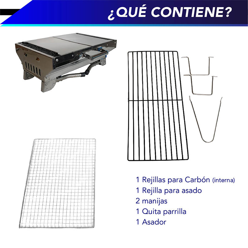 ASADOR PARA CARBÓN DE ACERO INOXIDABLE