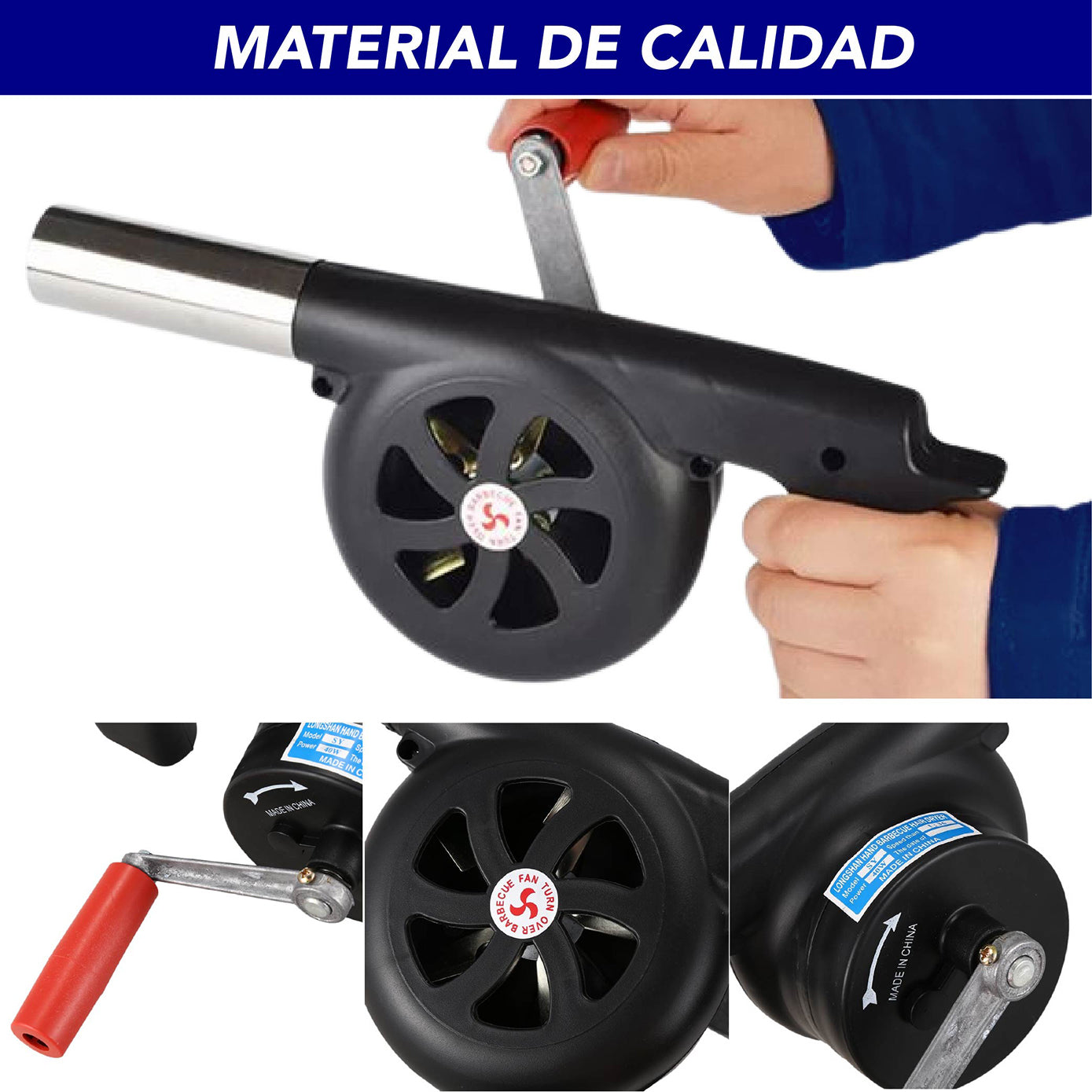 Ventilador Soplador De Aire Manual P/avivar Fuego En Asador