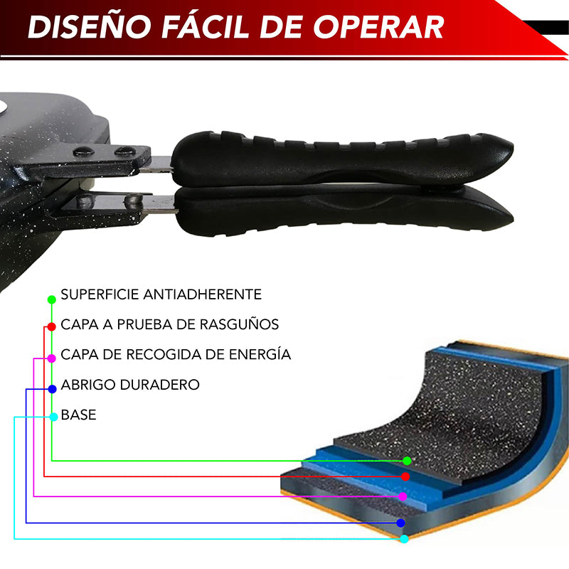SARTEN DOBLE CON CUBIERTA DE GRANITO NEGRO