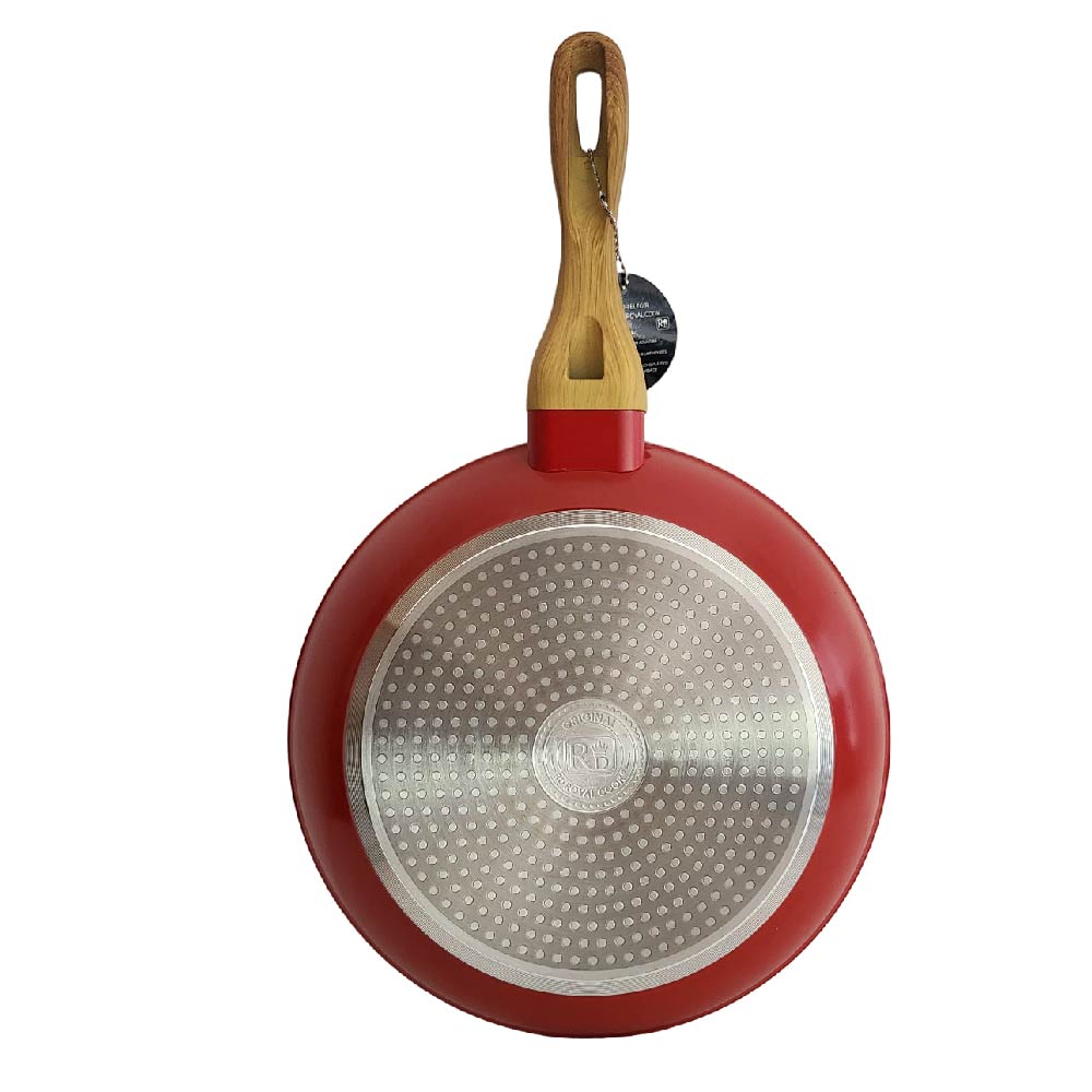 Set de 3 Sartenes Antiadherentes con Cubierta de Granito y Mango tipo Madera (Rojo)