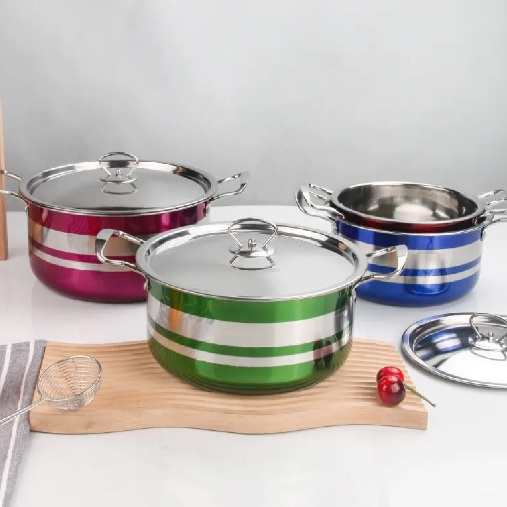 Juego de Batería de Cocina de Acero Inoxidable en 4 Colores