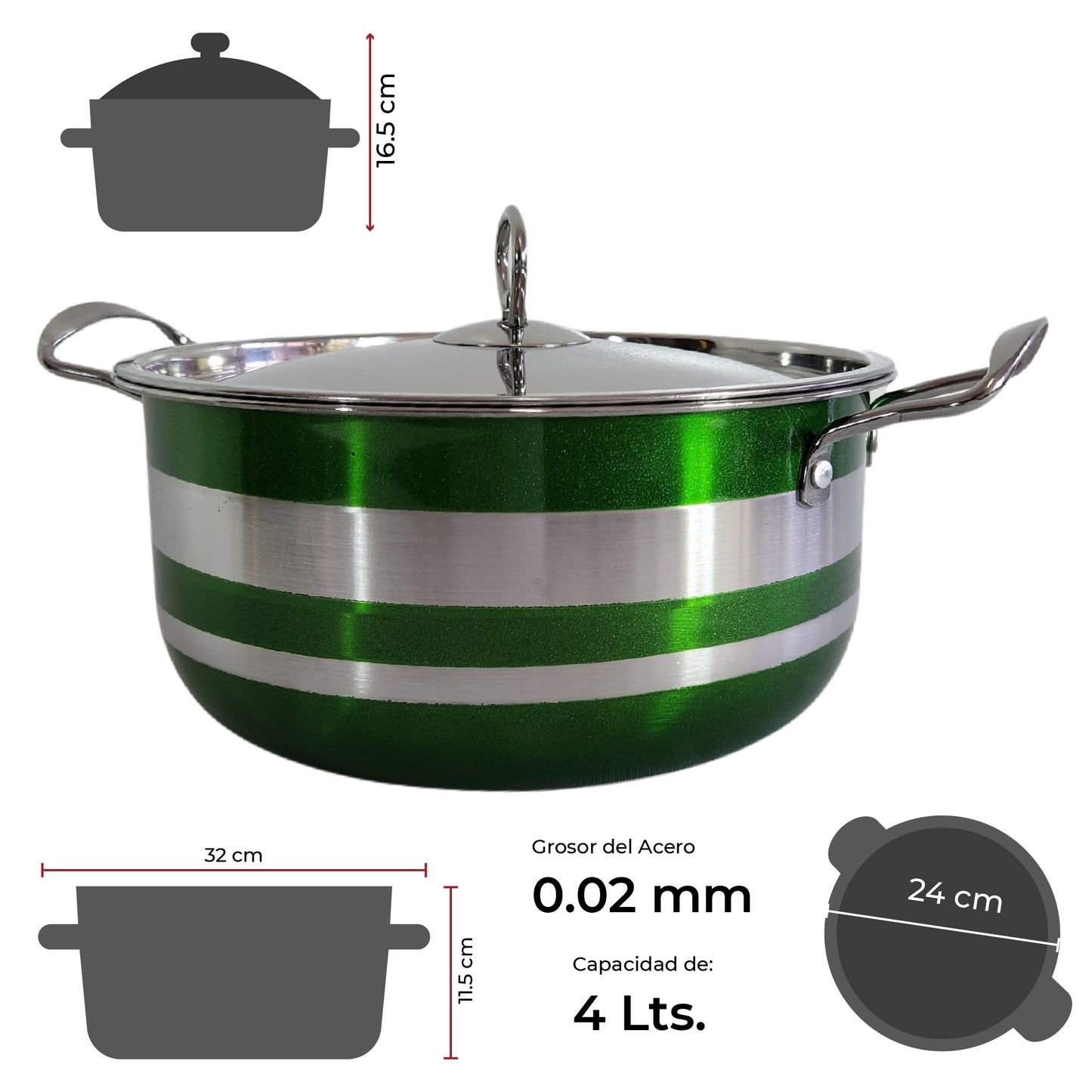 Juego de Batería de Cocina de Acero Inoxidable en 4 Colores