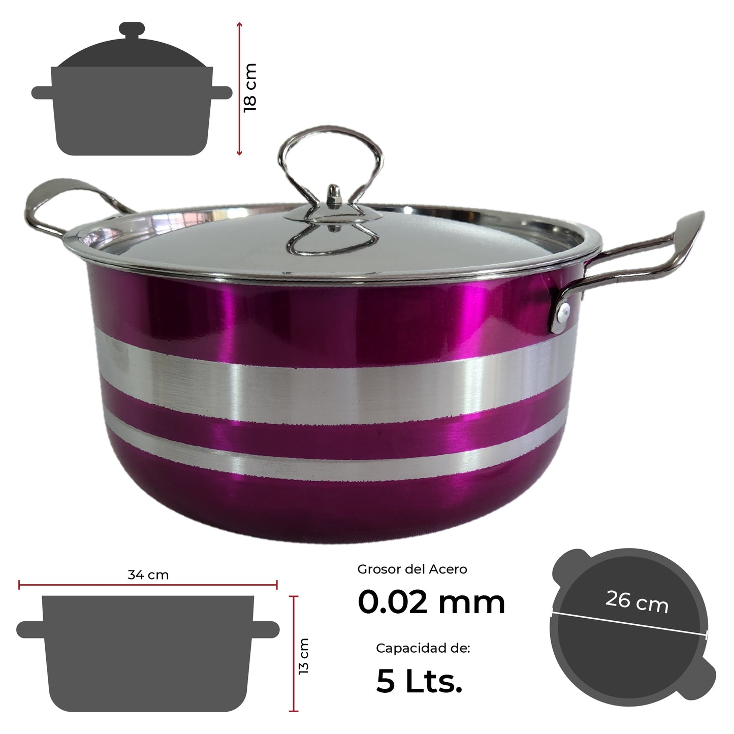 Juego de Batería de Cocina de Acero Inoxidable en 4 Colores