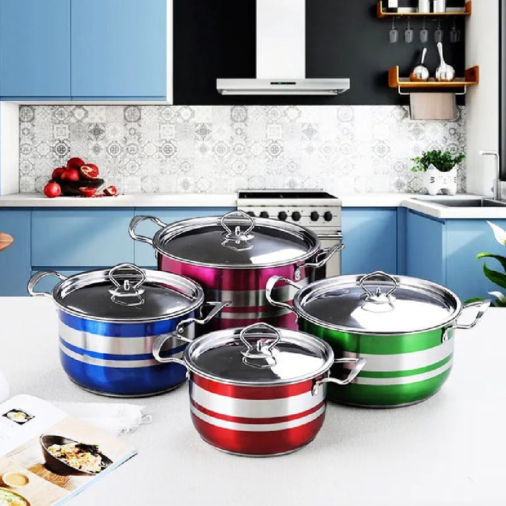 Juego de Batería de Cocina de Acero Inoxidable en 4 Colores