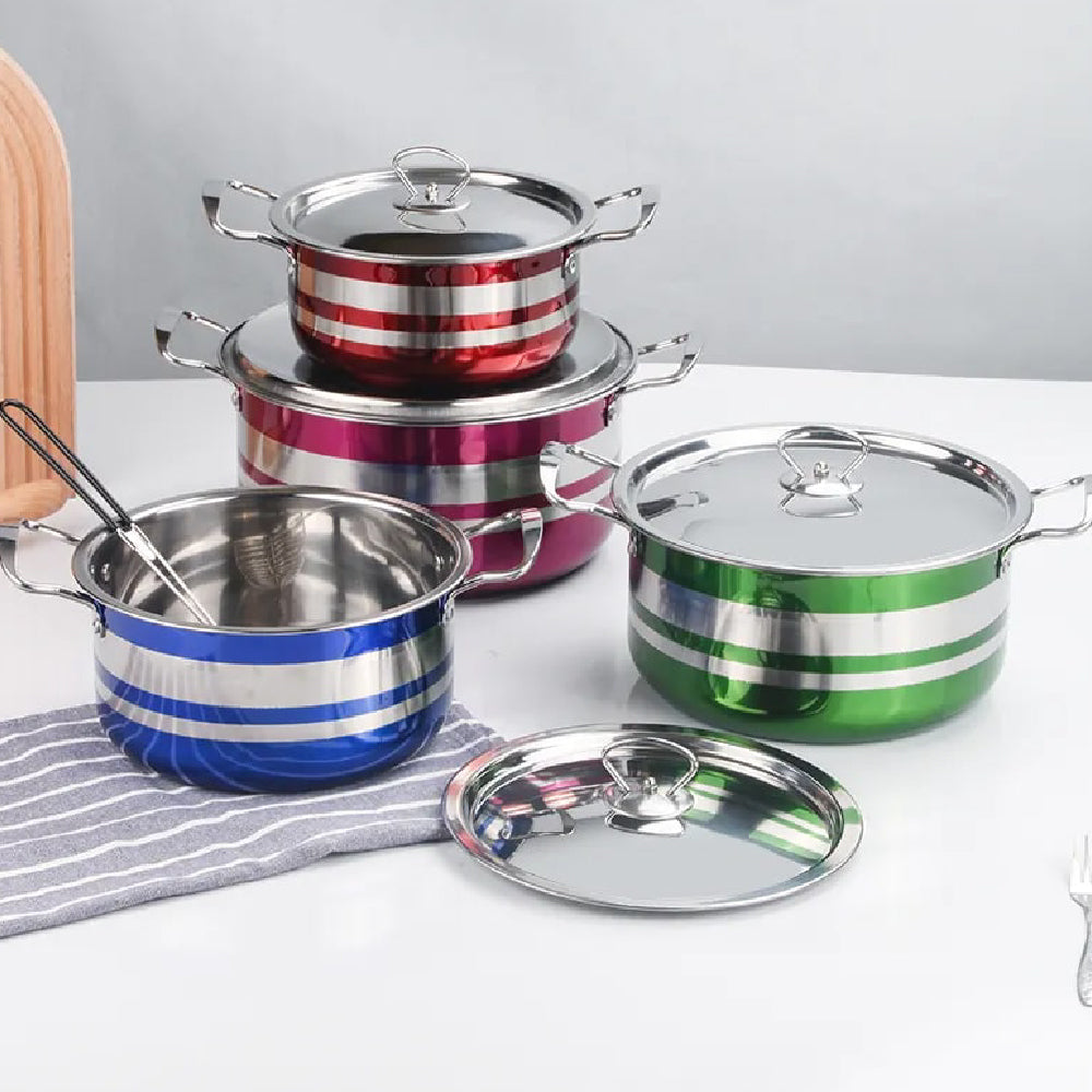 Juego de Batería de Cocina de Acero Inoxidable en 4 Colores