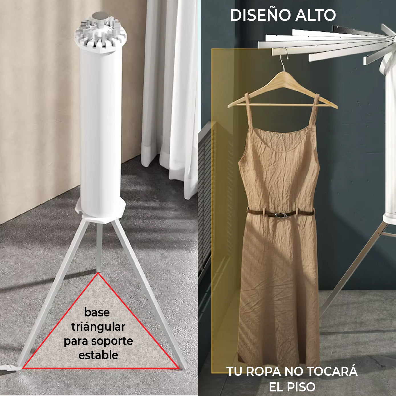 Tendedero Plegable Para Ropa Compacto, Perchero Moderno Color Blanco