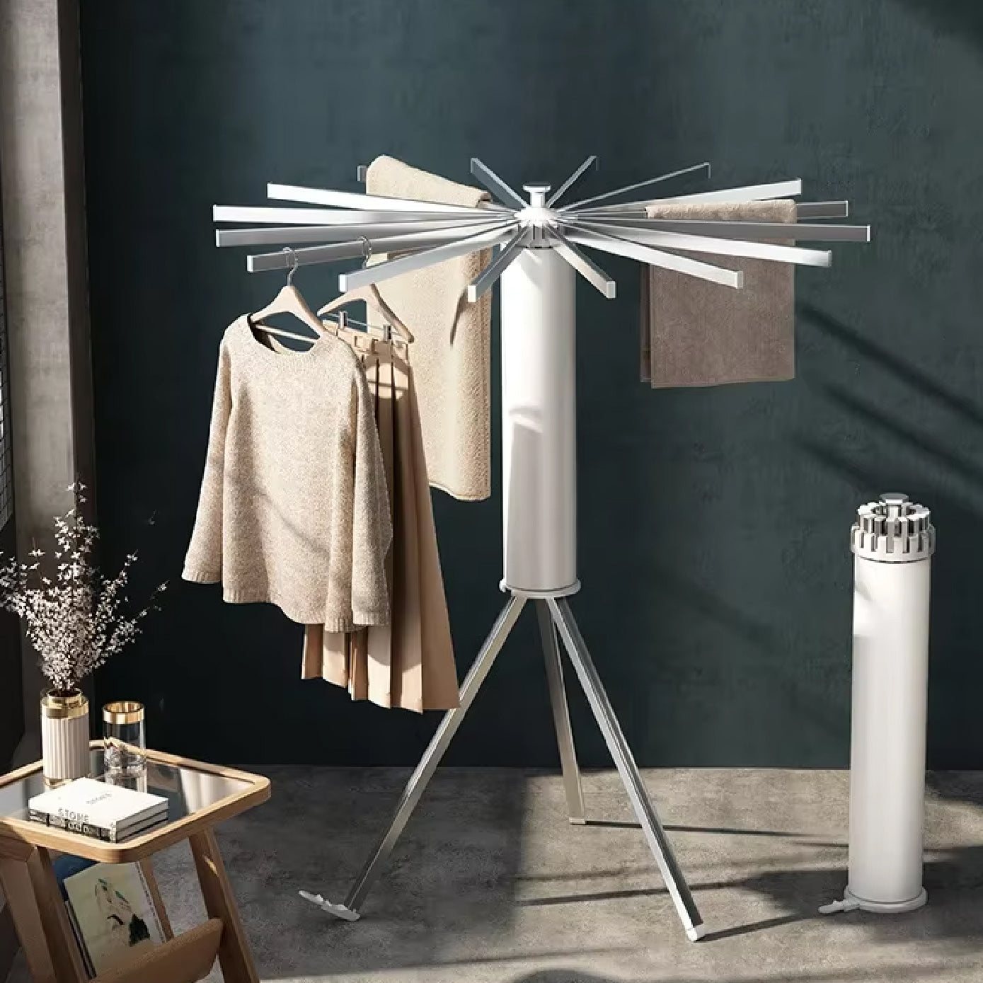 Tendedero Plegable Para Ropa Compacto, Perchero Moderno Color Blanco