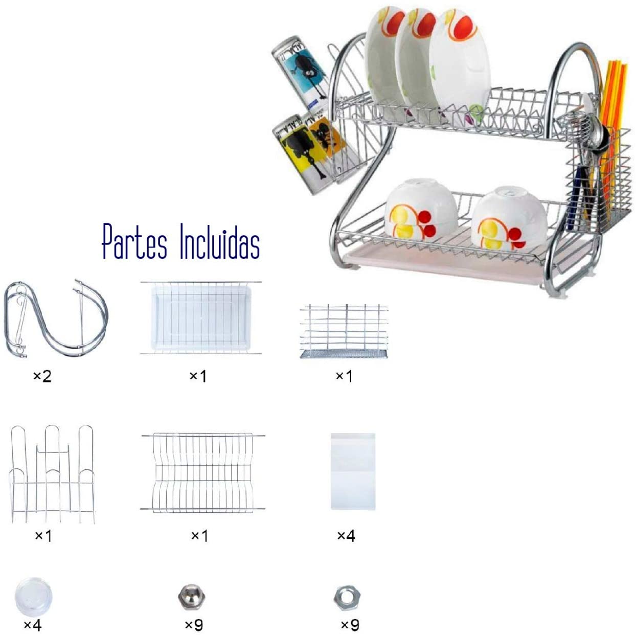 ESCURRIDOR DE TRASTES 2 NIVELES 56 cm 22”